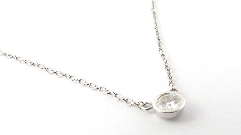 14 Karat White Gold Diamond Solitaire Necklace at 1stDibs