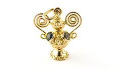 18 Karat Yellow Gold Vase Pendant with Colored Stones