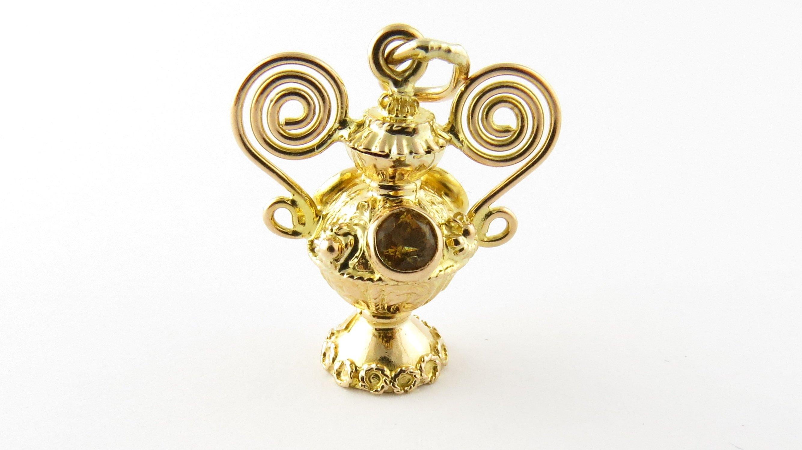  18 Karat Yellow Gold Vase Pendant with Colored Stones In Good Condition In Washington Depot, CT