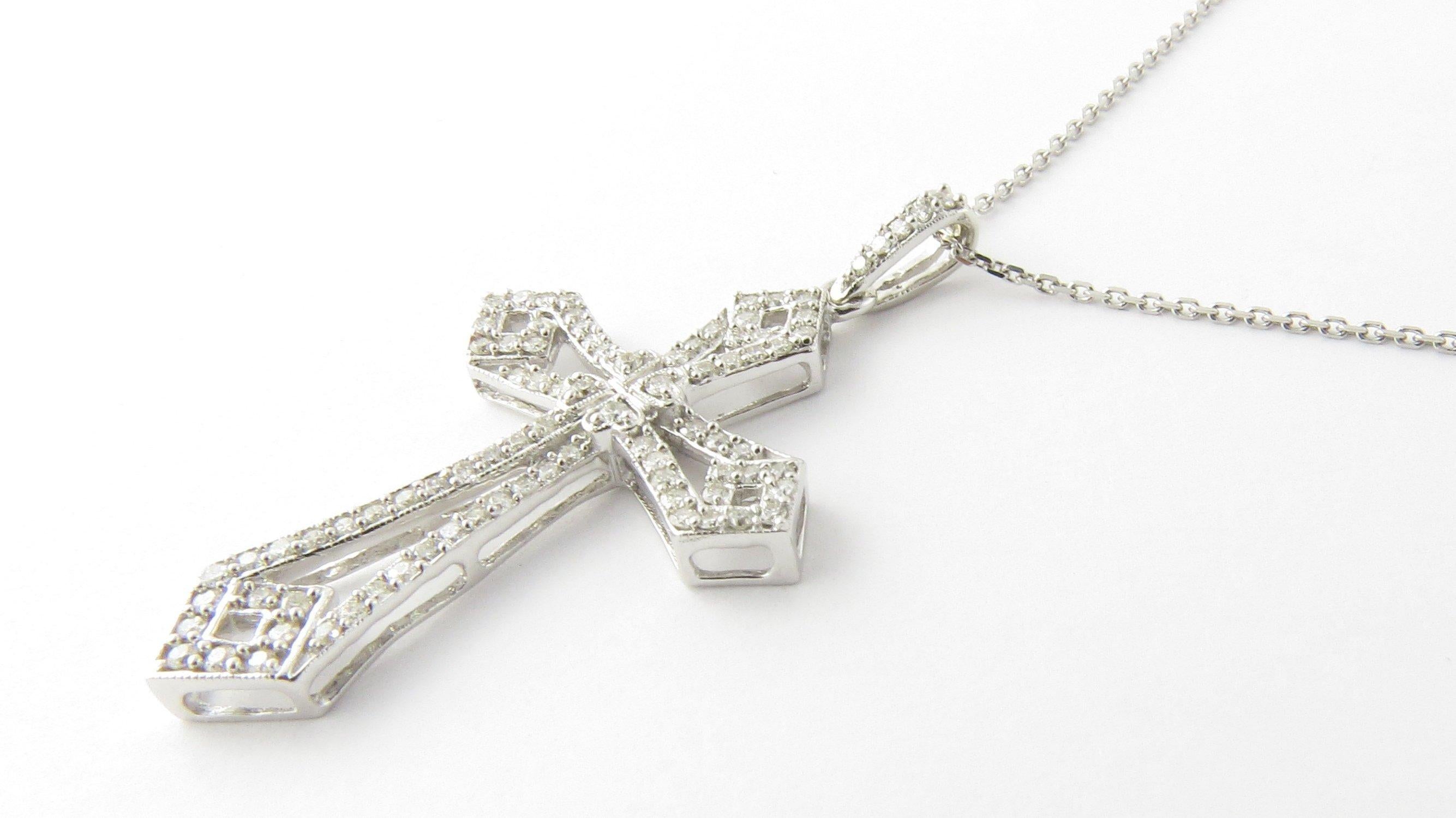 14 Karat White Gold Diamond Cross Pendant Necklace at 1stDibs 