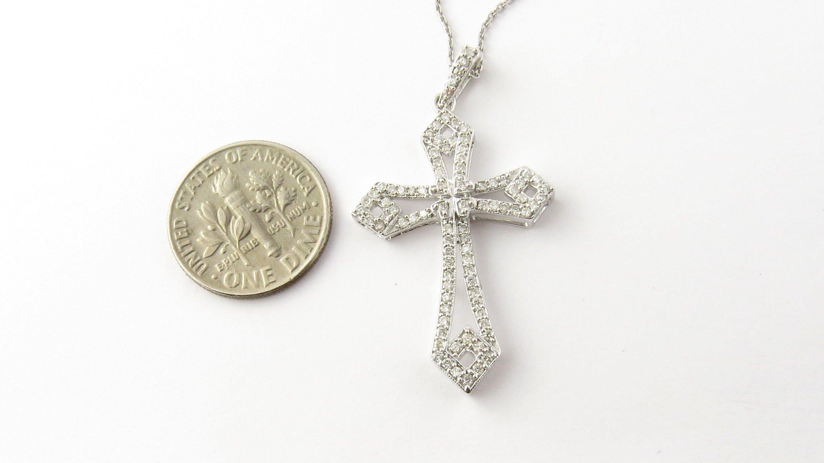 Women's 14 Karat White Gold Diamond Cross Pendant Necklace