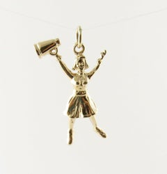 14 Karat Yellow Gold Cheerleader Charm