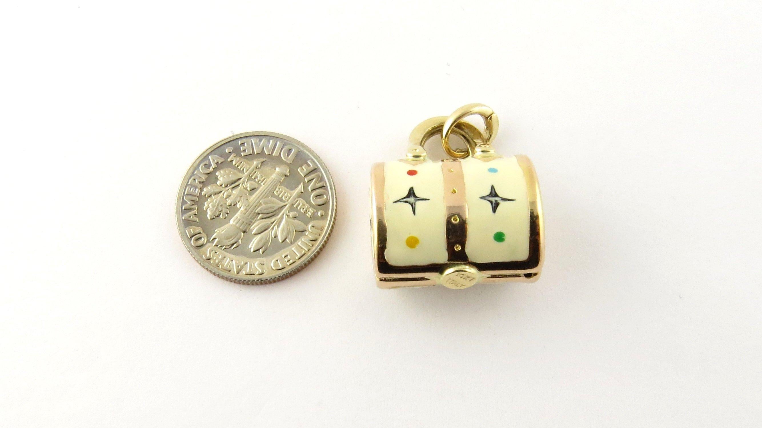14 Karat Yellow Gold and Enamel Designer Handbag Charm In Good Condition In Washington Depot, CT