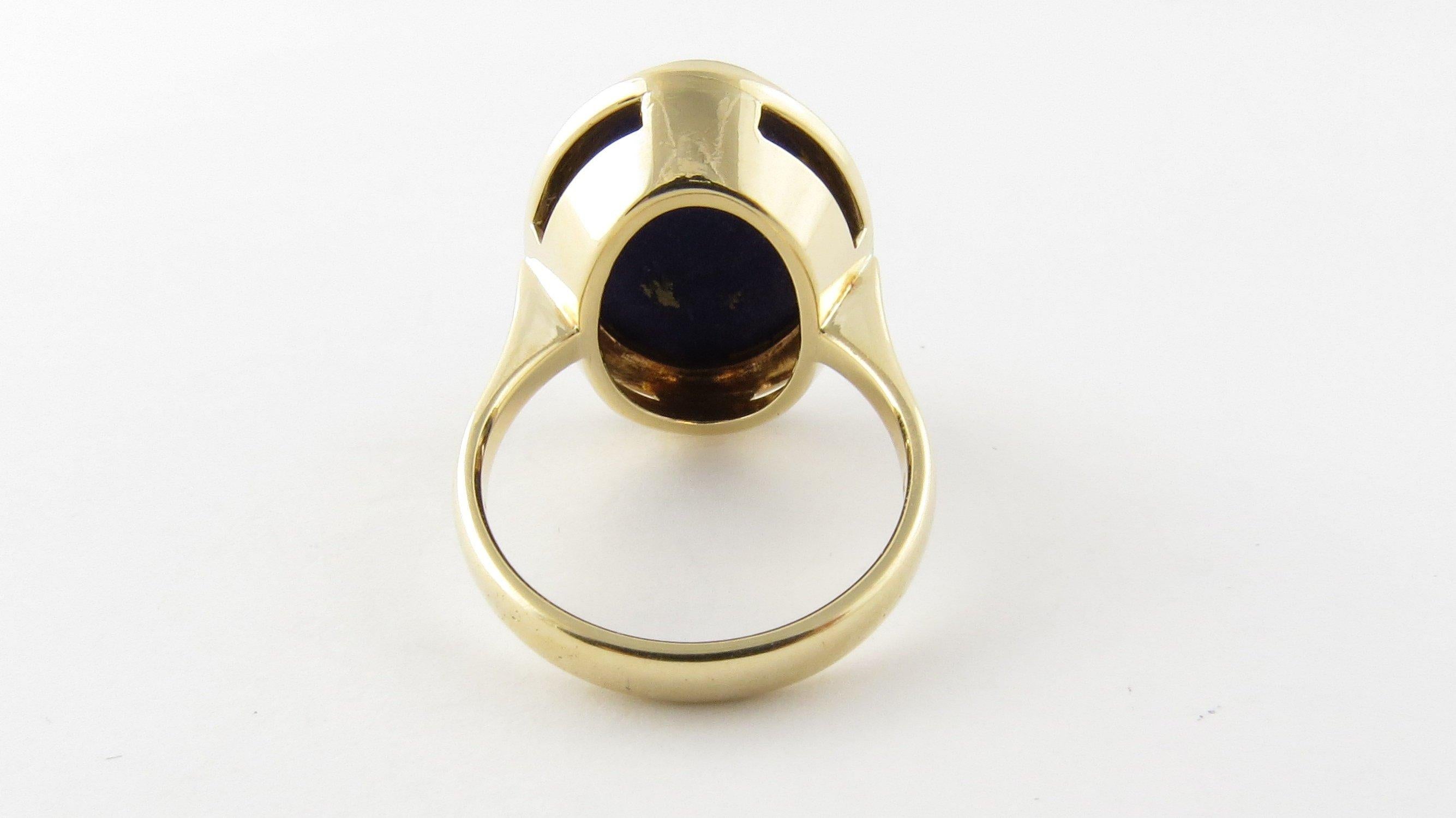 Oval Cut 14 Karat Yellow Gold and Genuine Blue Lapis Ring