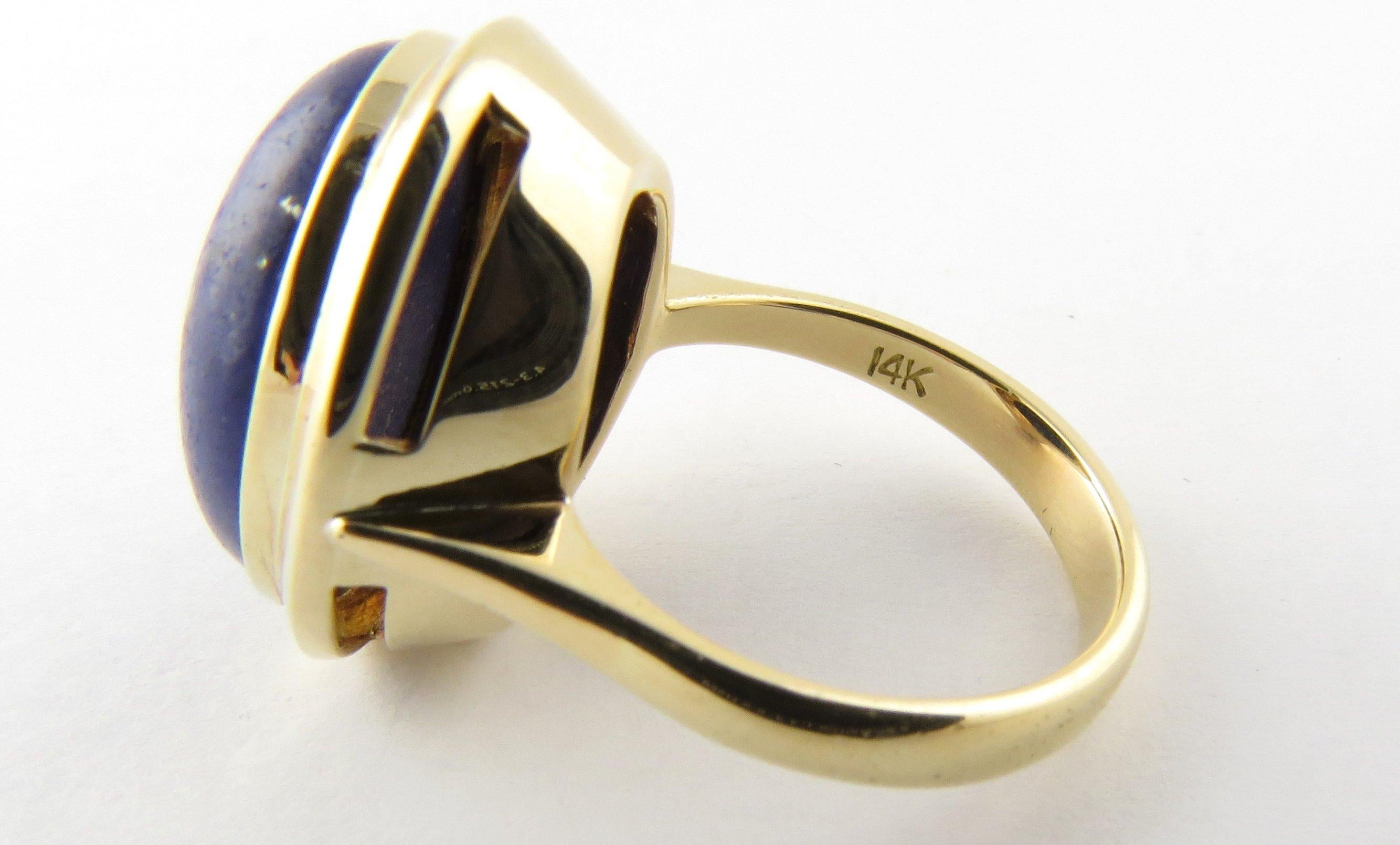 14 Karat Yellow Gold and Genuine Blue Lapis Ring 2