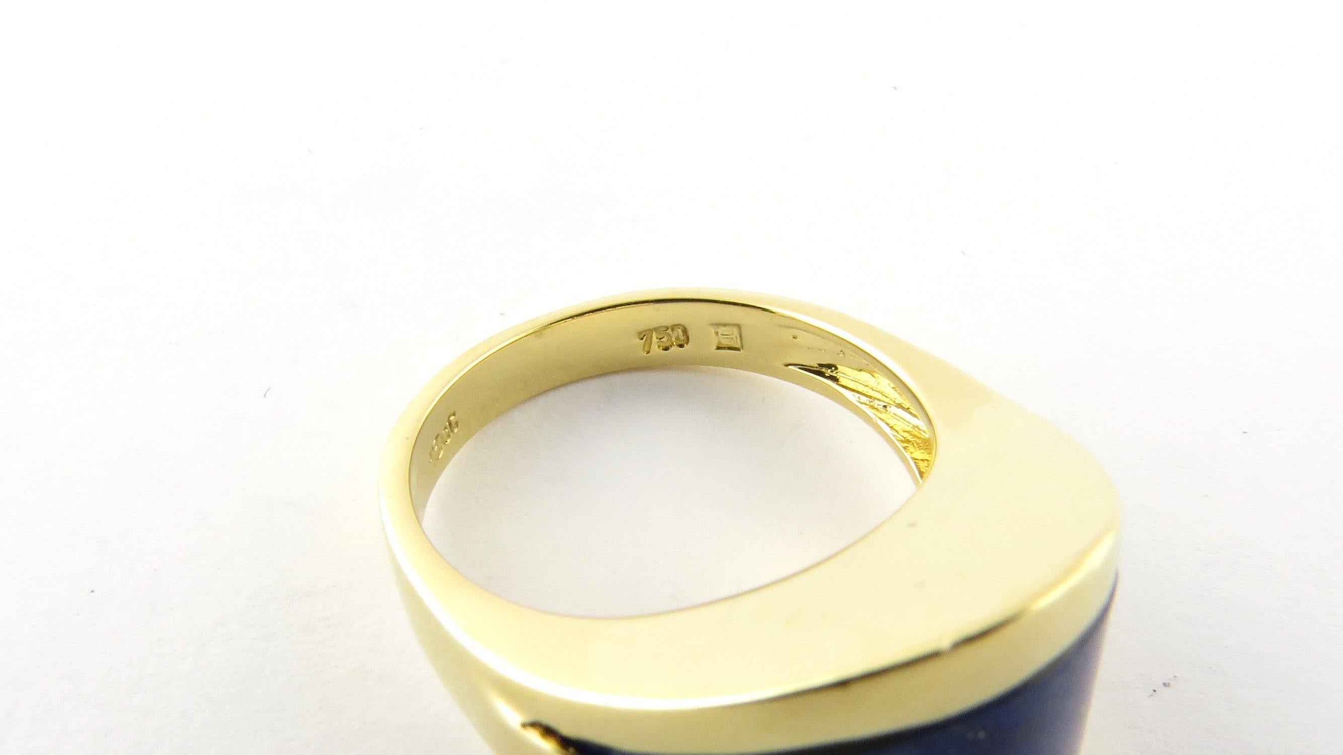 18 Karat Yellow Gold and Genuine Blue Lapis Ring In Good Condition In Washington Depot, CT