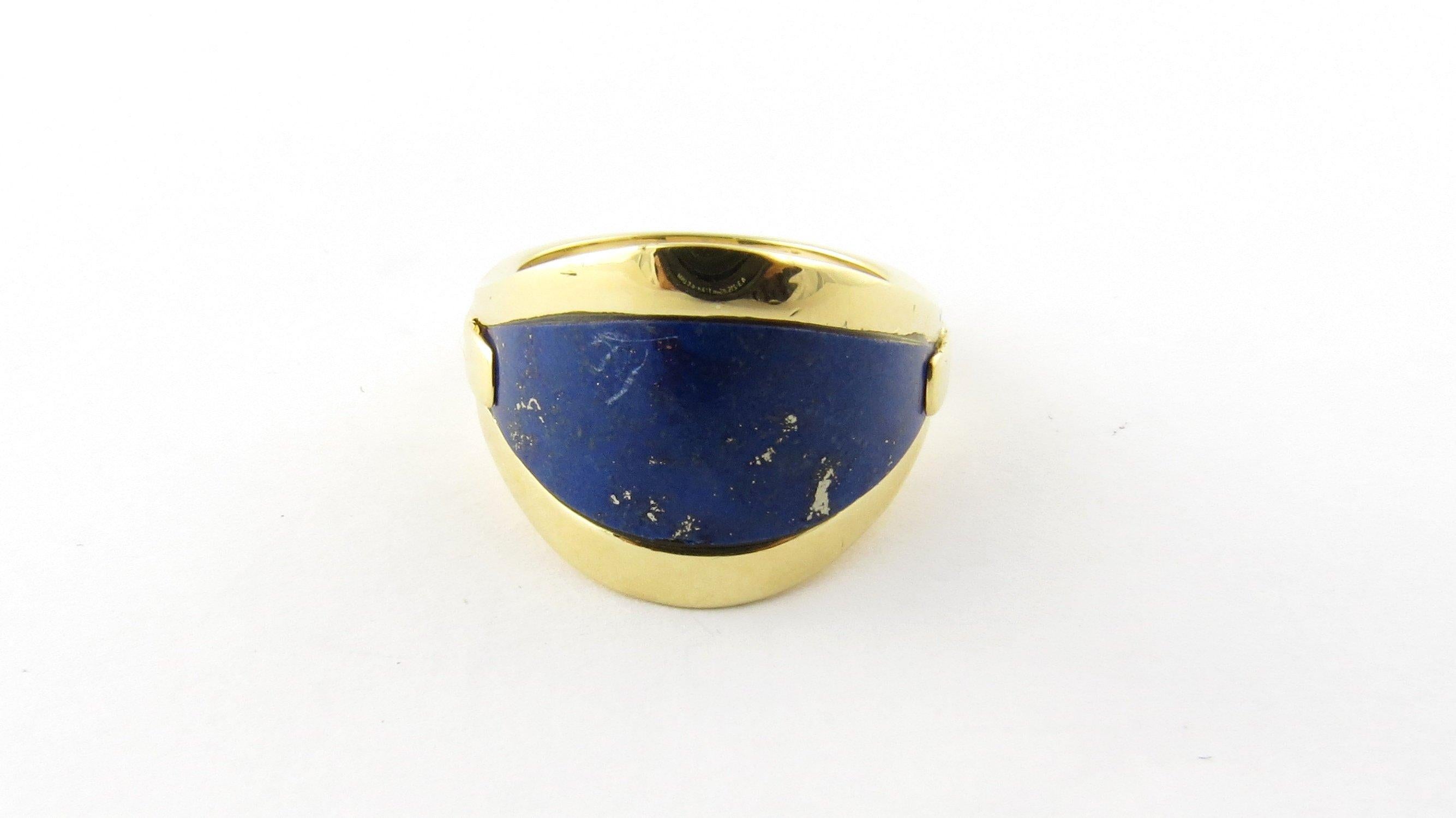 Women's 18 Karat Yellow Gold and Genuine Blue Lapis Ring