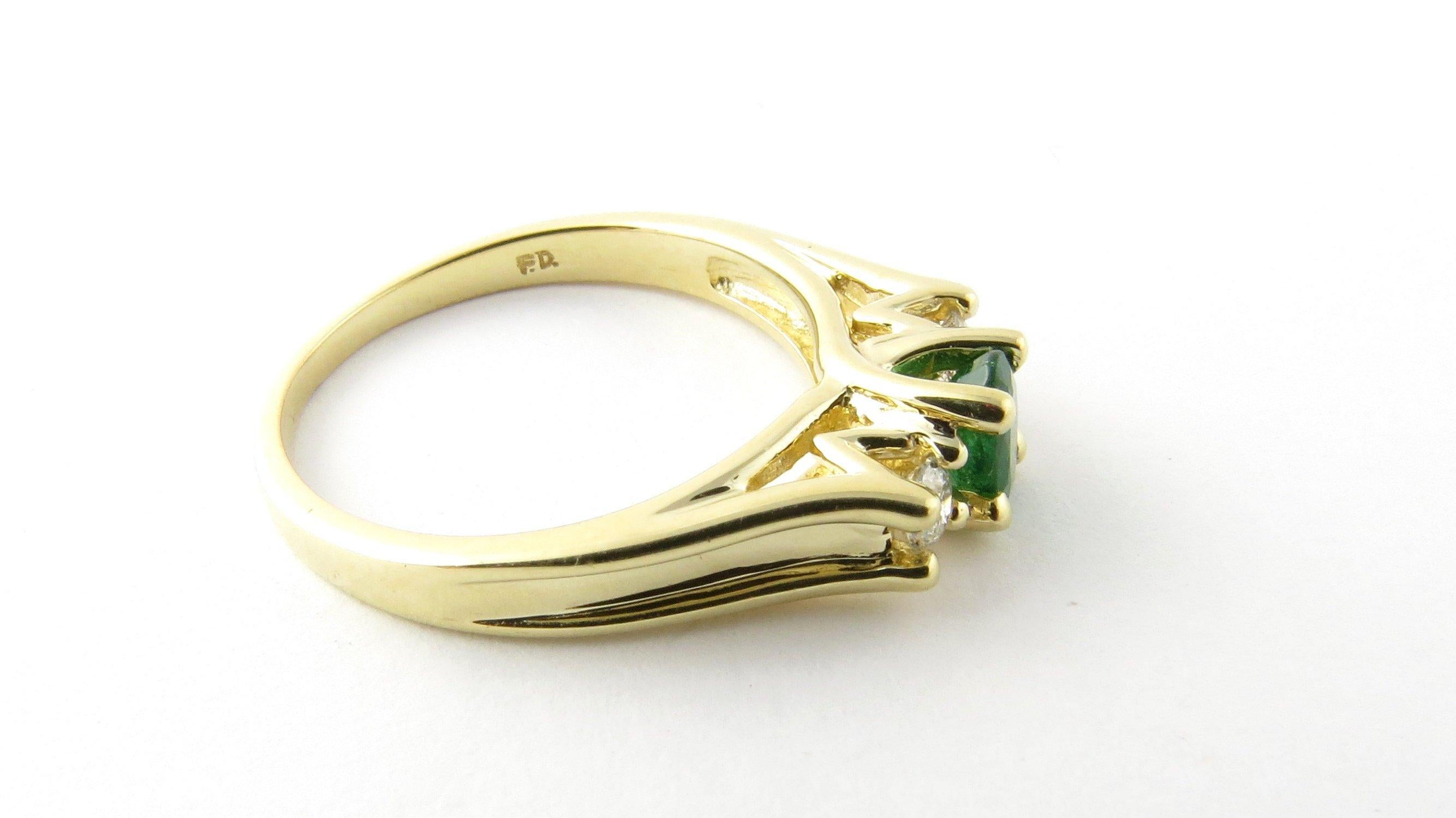 14 Karat Yellow Gold Genuine Emerald and Diamond Ring 5