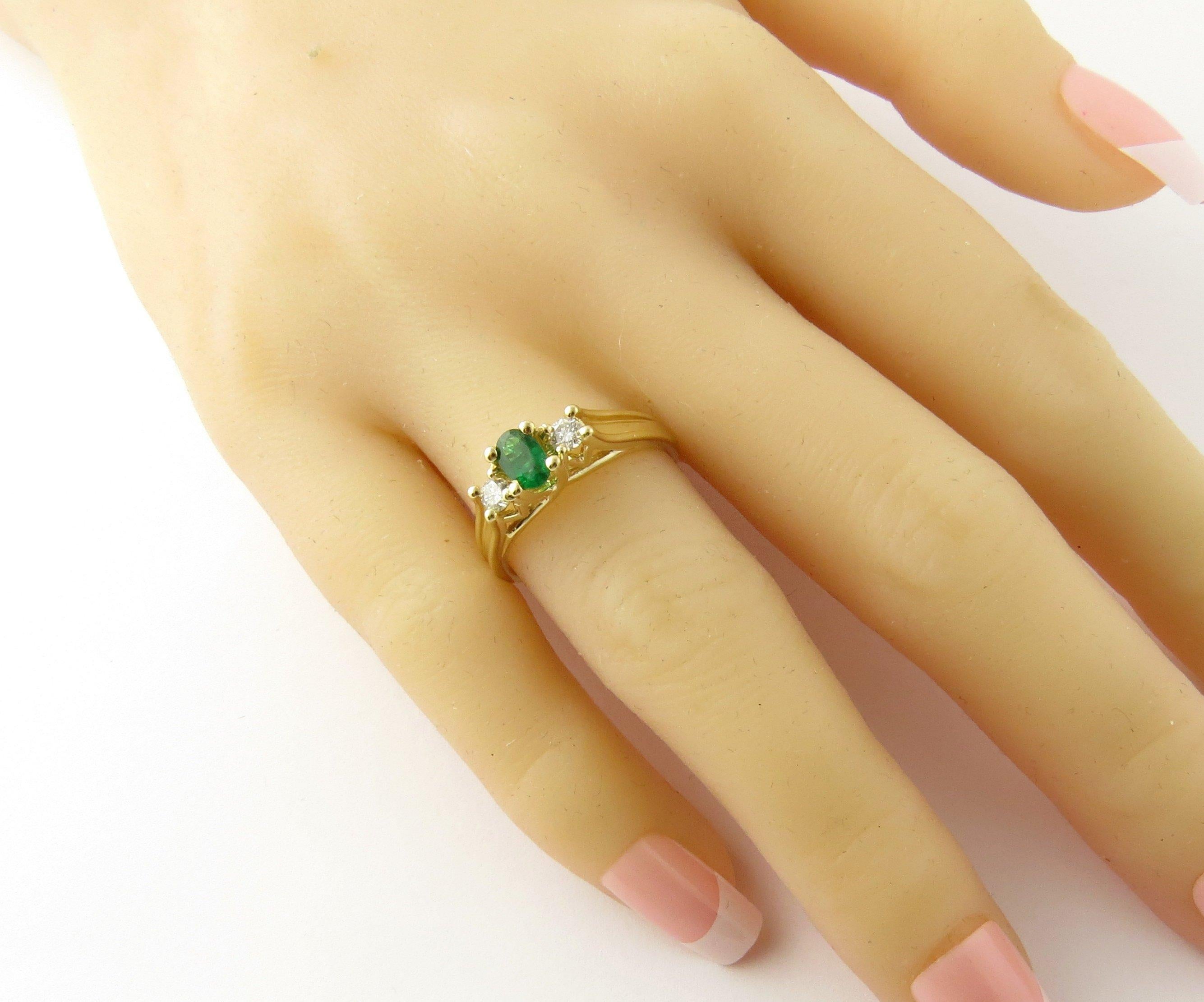 14 Karat Yellow Gold Genuine Emerald and Diamond Ring 2