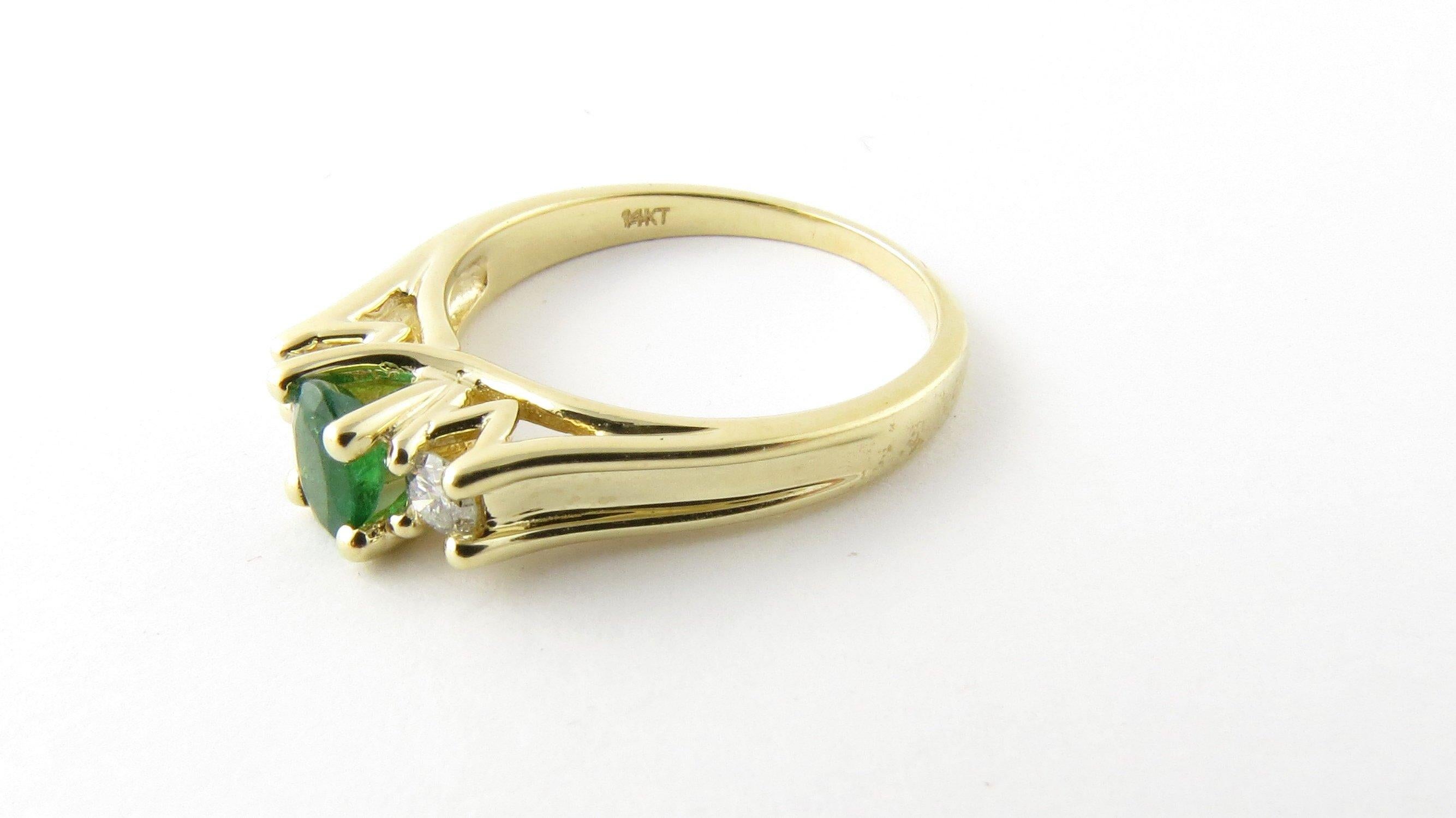 14 Karat Yellow Gold Genuine Emerald and Diamond Ring 3