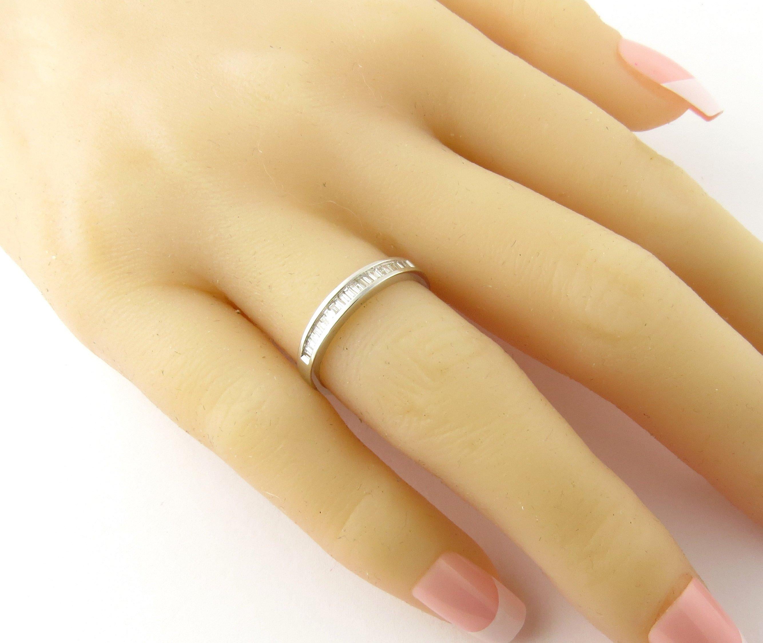 14 Karat White Gold Baguette Diamond Wedding Band 3