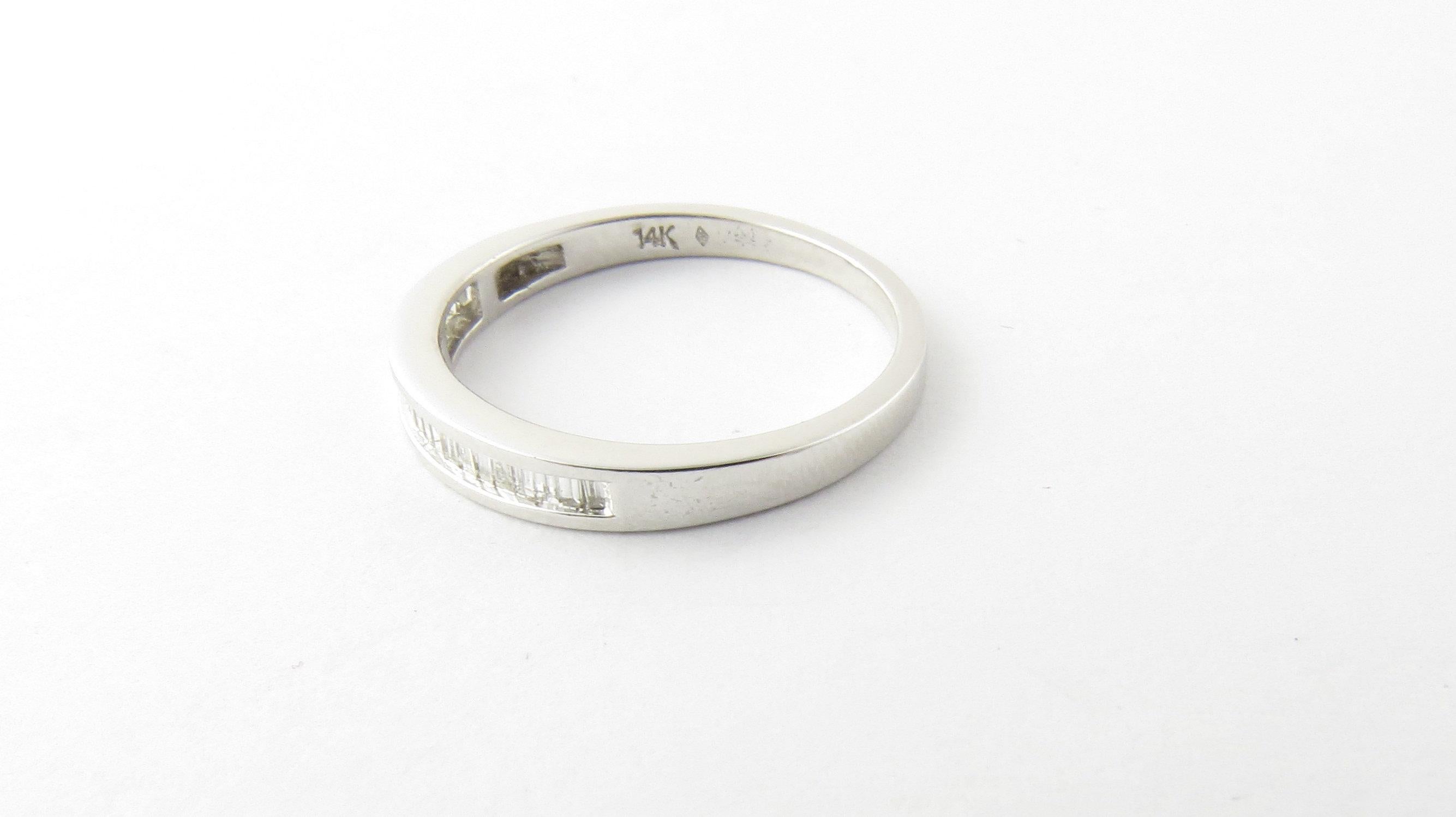 14 Karat White Gold Baguette Diamond Wedding Band 1