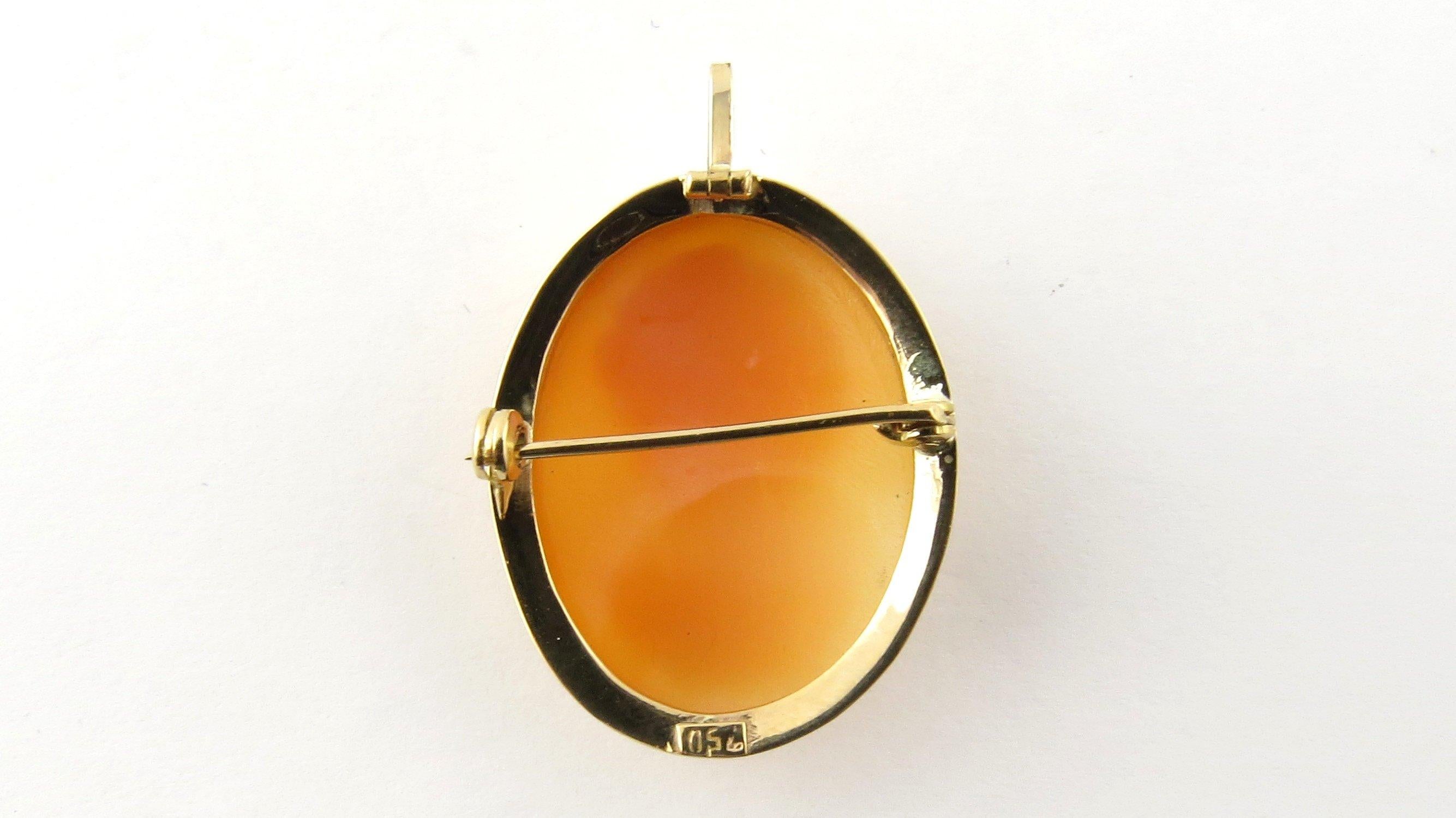 18 Karat Yellow Gold Cameo Pendant or Brooch In Good Condition In Washington Depot, CT