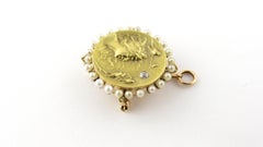 14 Karat Yellow Gold, Pearl and Diamond Brooch / Pendant / Chatelaine