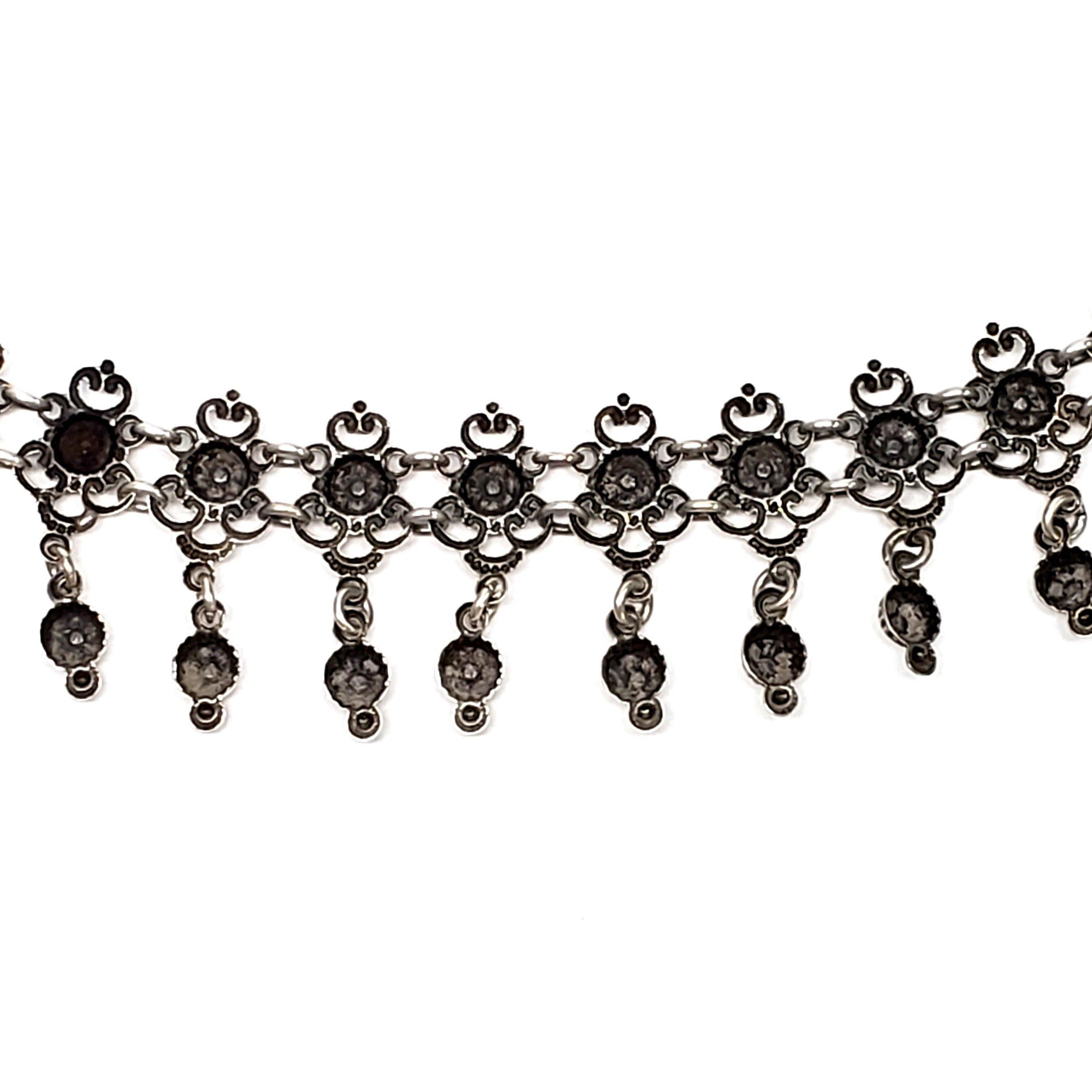 Sweden 830 Silver Repousse Dangle Necklace 3