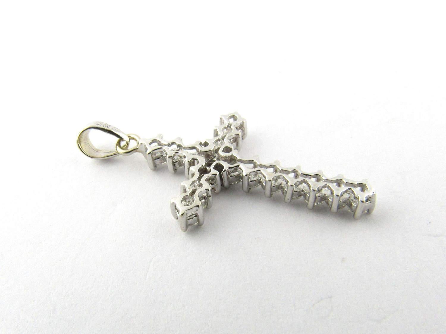 14 Karat White Gold and Diamond Cross Pendant 1