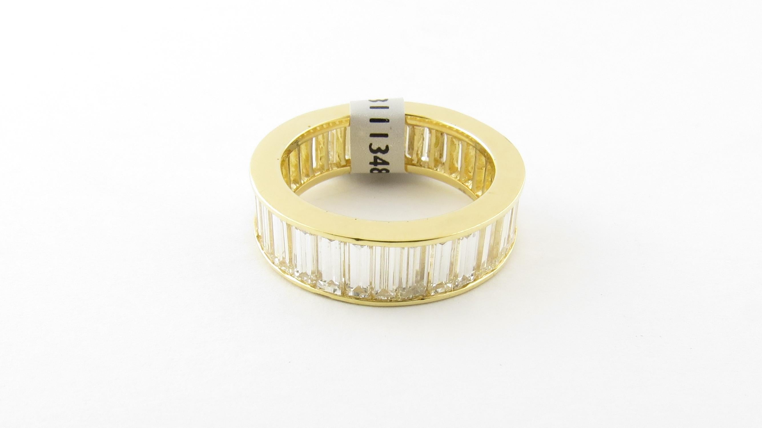 18 Karat Yellow Gold 4.48 Carat Baguette Cut Diamond Eternity Band Ring ...
