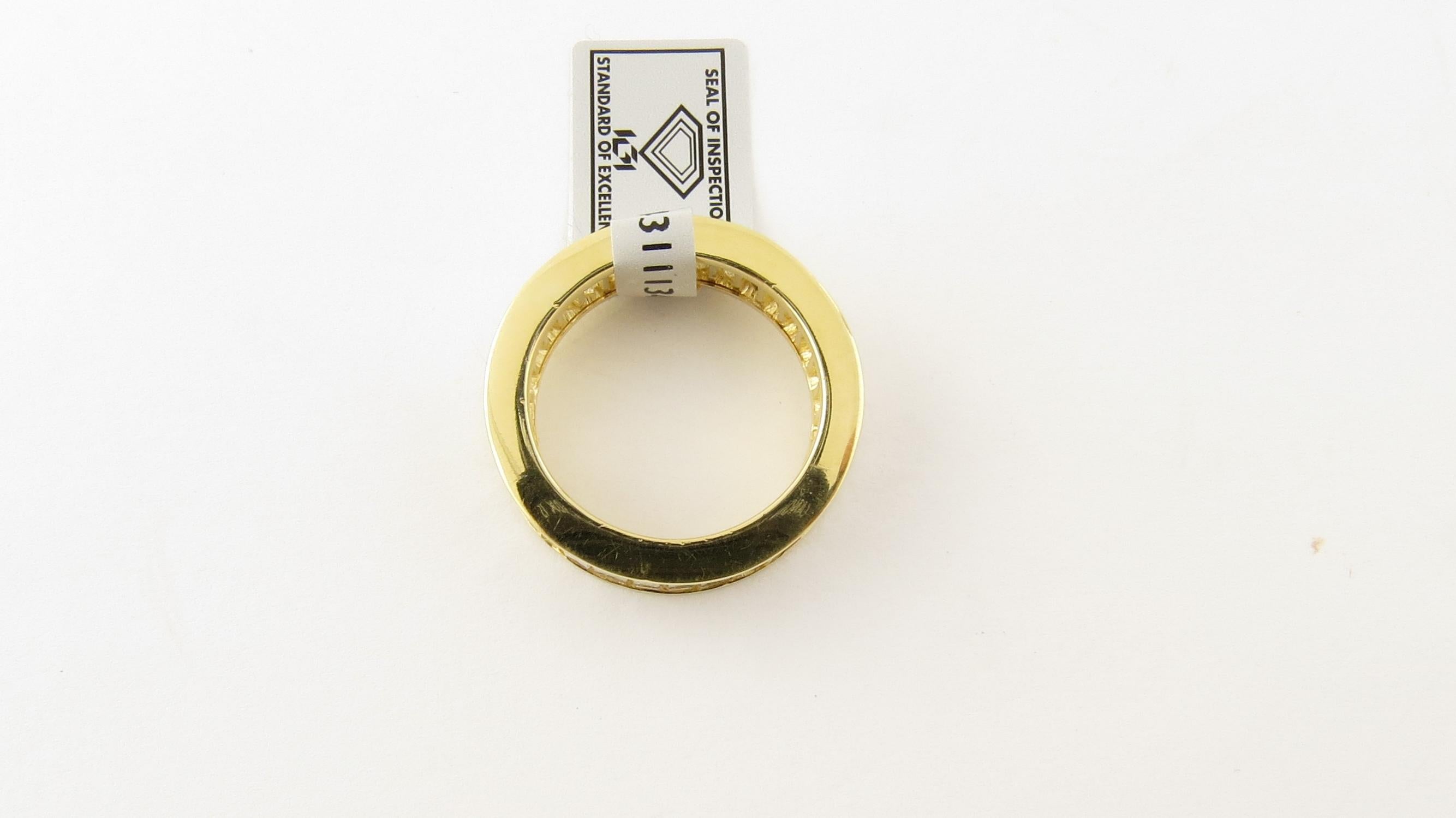 18 Karat Yellow Gold 4.48 Carat Baguette Cut Diamond Eternity Band Ring ...