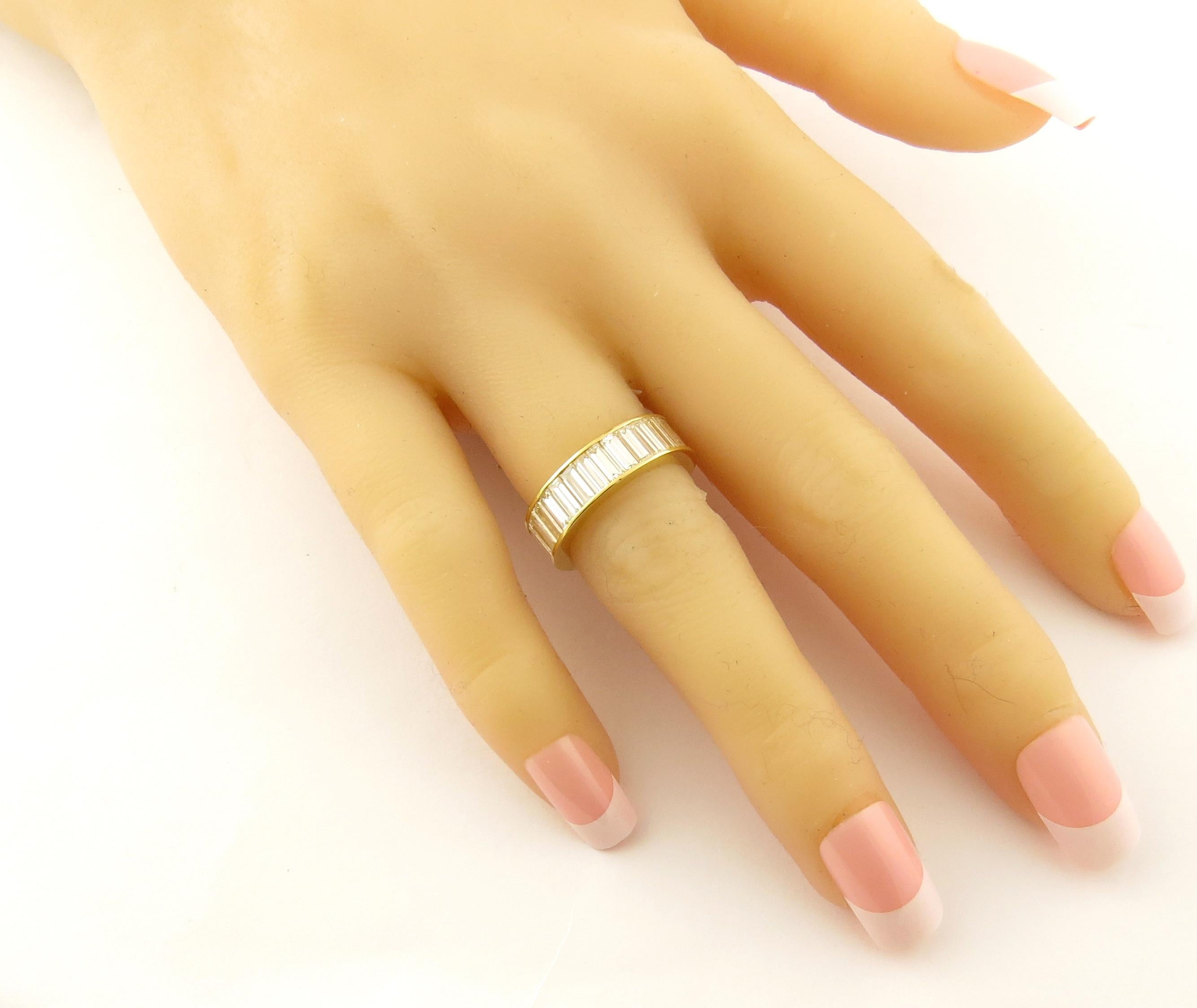 18 Karat Yellow Gold 4.48 Carat Baguette Cut Diamond Eternity Band Ring ...