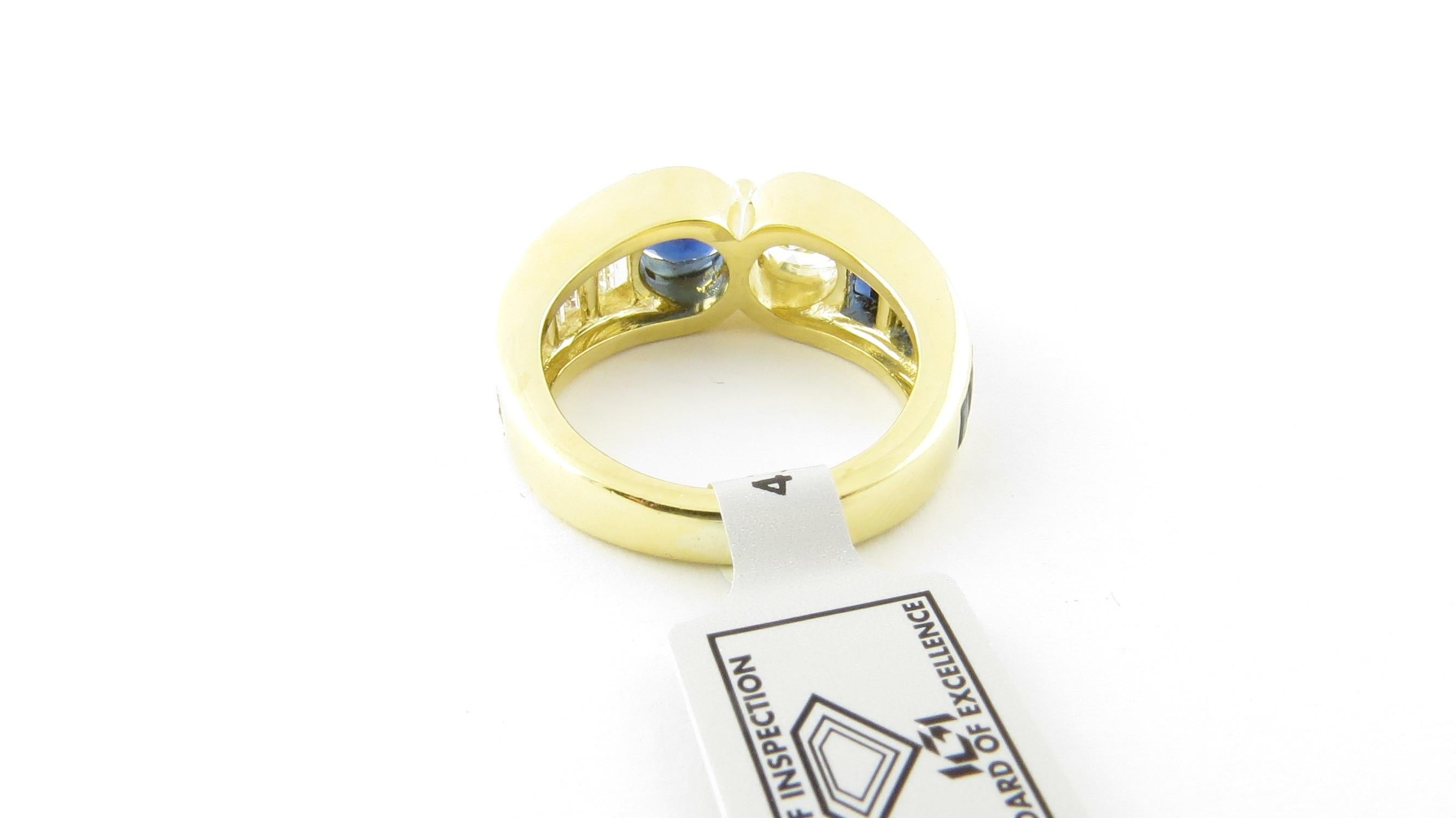 Round Cut 18 Karat Gold Diamond Sapphire Ring Band 1.25 Carat in Diamonds
