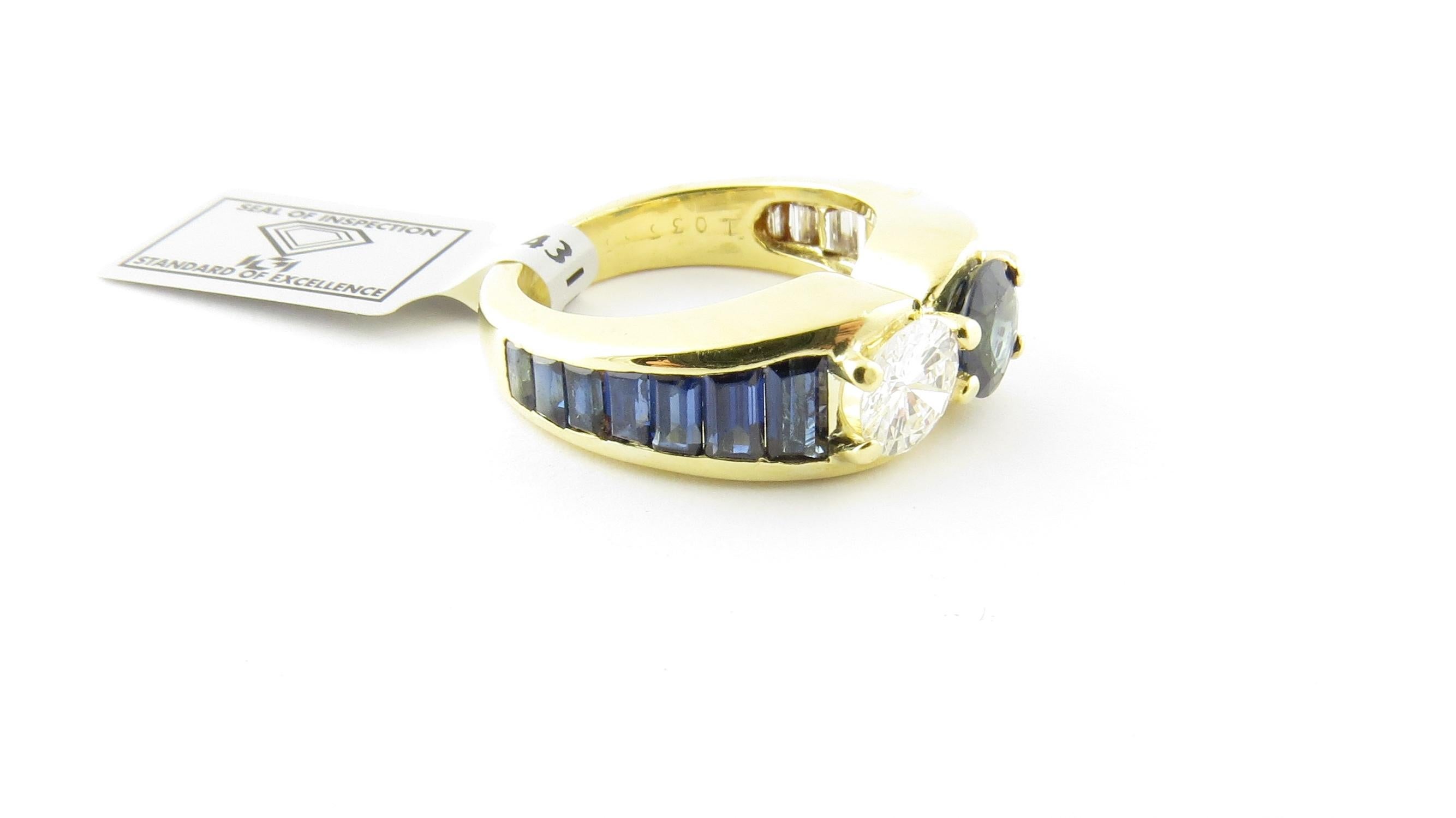 Women's 18 Karat Gold Diamond Sapphire Ring Band 1.25 Carat in Diamonds