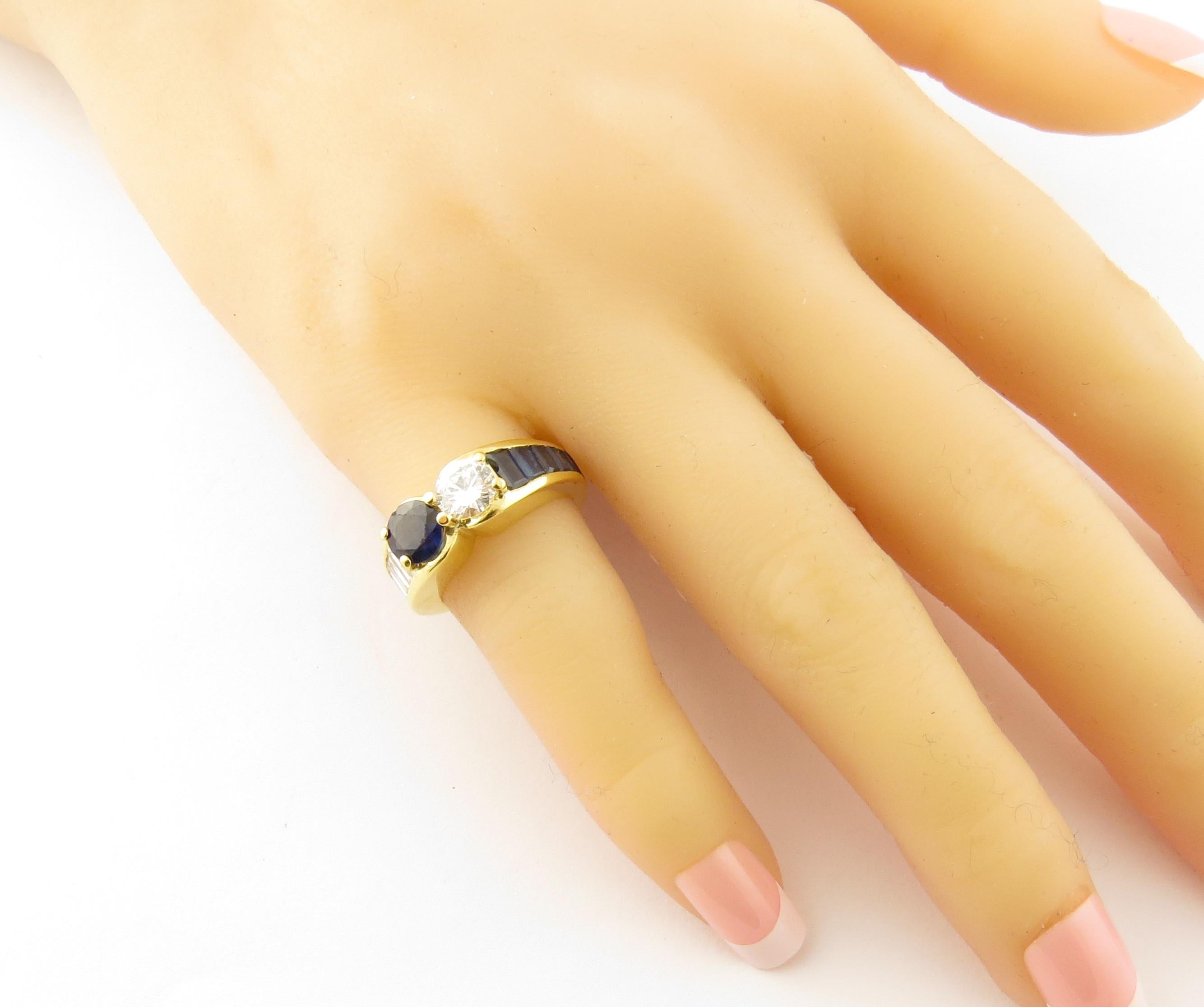 18 Karat Gold Diamond Sapphire Ring Band 1.25 Carat in Diamonds 4