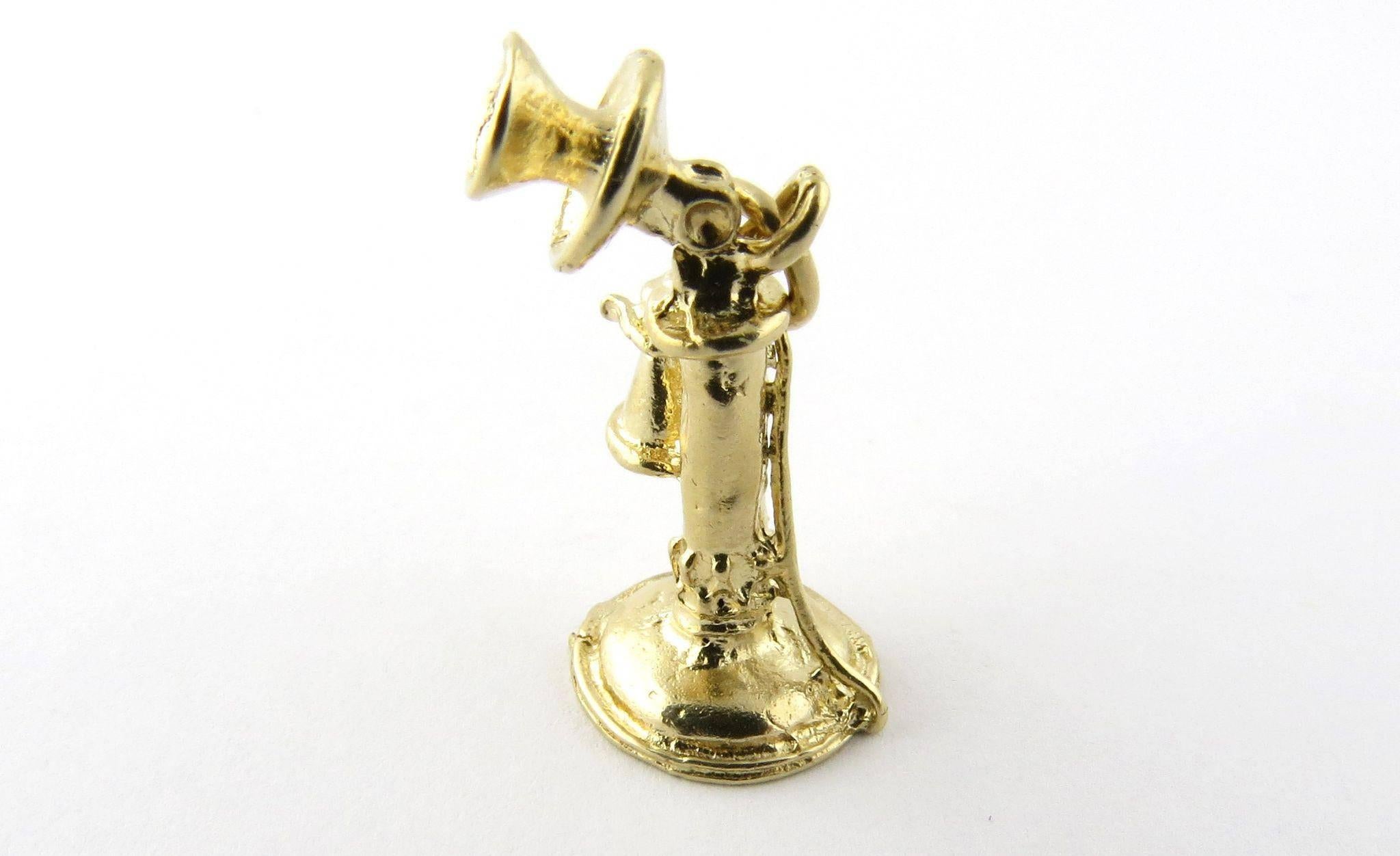 14 Karat Yellow Gold Candlestick Phone Charm In Good Condition In Washington Depot, CT