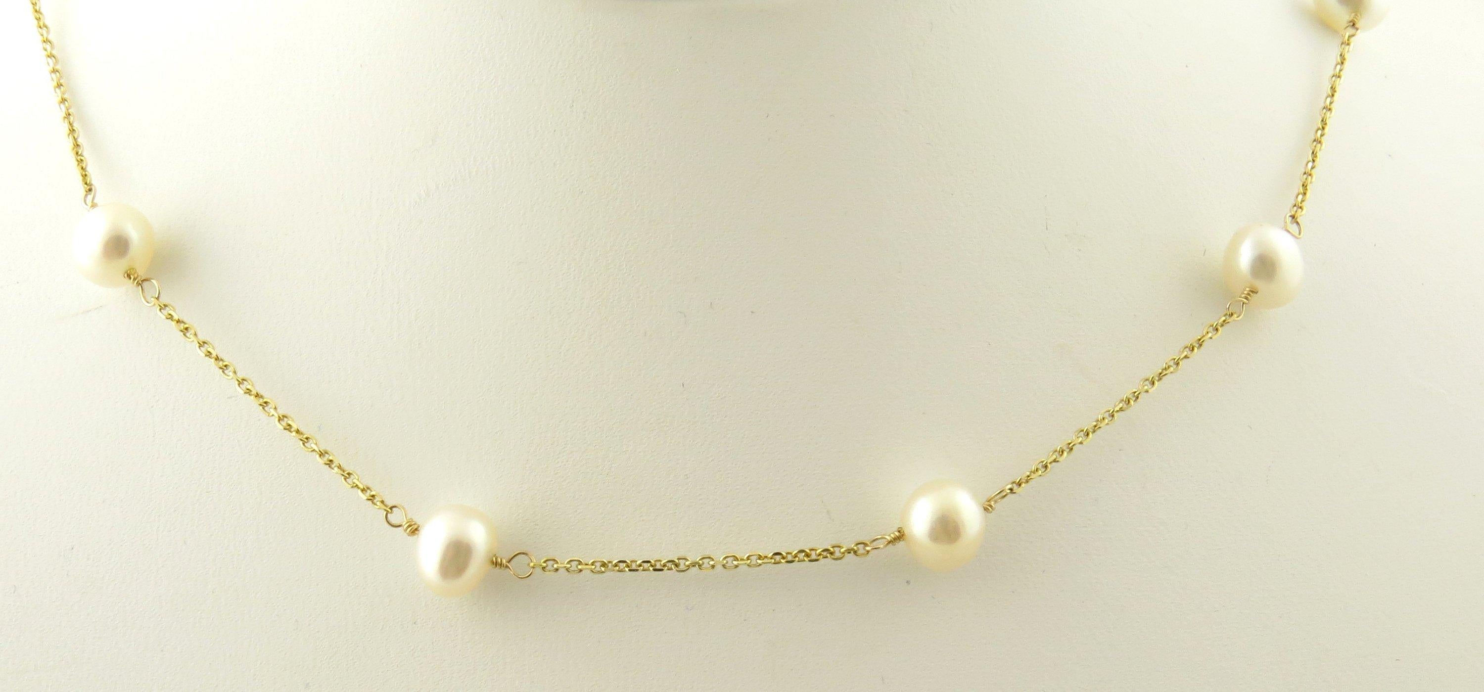 14 Karat Yellow Gold and Pearl Necklace 1