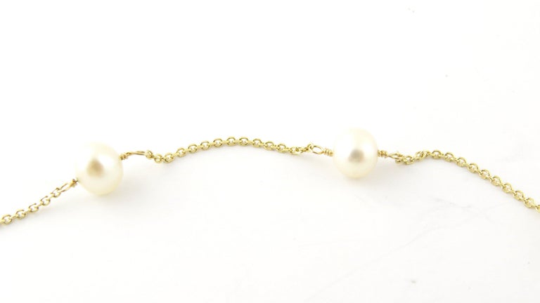 14 Karat Yellow Gold and Pearl Necklace For Sale at 1stDibs