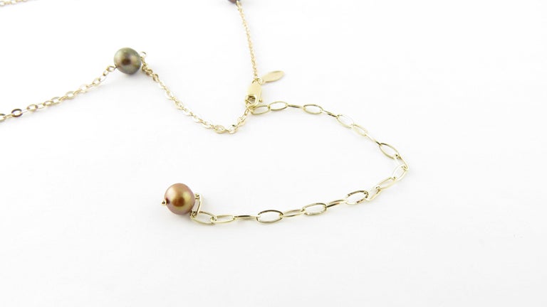 14 Karat Yellow Gold Grey Pearl and Citrine Necklace For Sale at 1stDibs