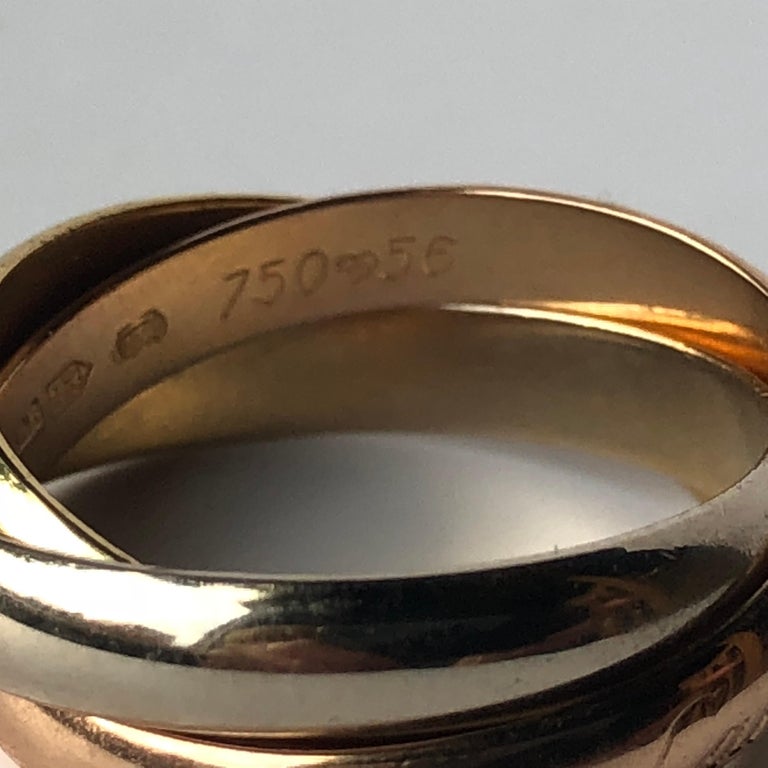 Cartier Trilogy Russian Wedding Ring 3Color Gold Rose, Yellow, White