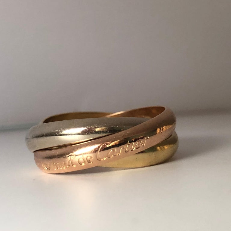 Cartier Trilogy Russian Wedding Ring 3Color Gold Rose, Yellow, White
