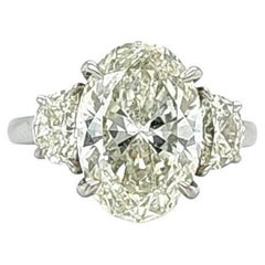 Louis Newman & Co 4.50 Carat Oval Diamond GIA Certified Three Stone Ring