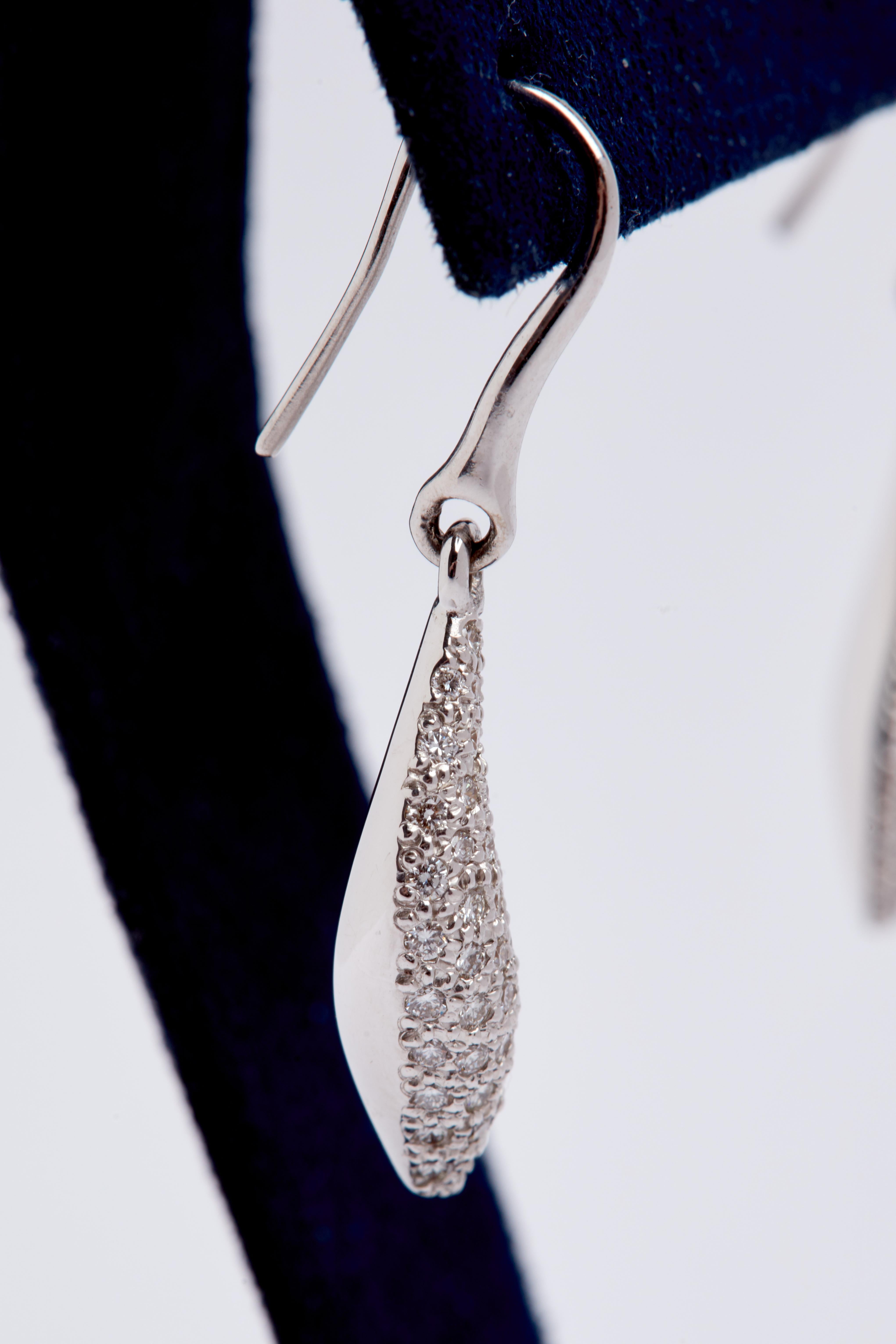 Women's 18 Karat White Gold Tiffany & Co. Frank Gehry Fish Drop Diamond Earrings