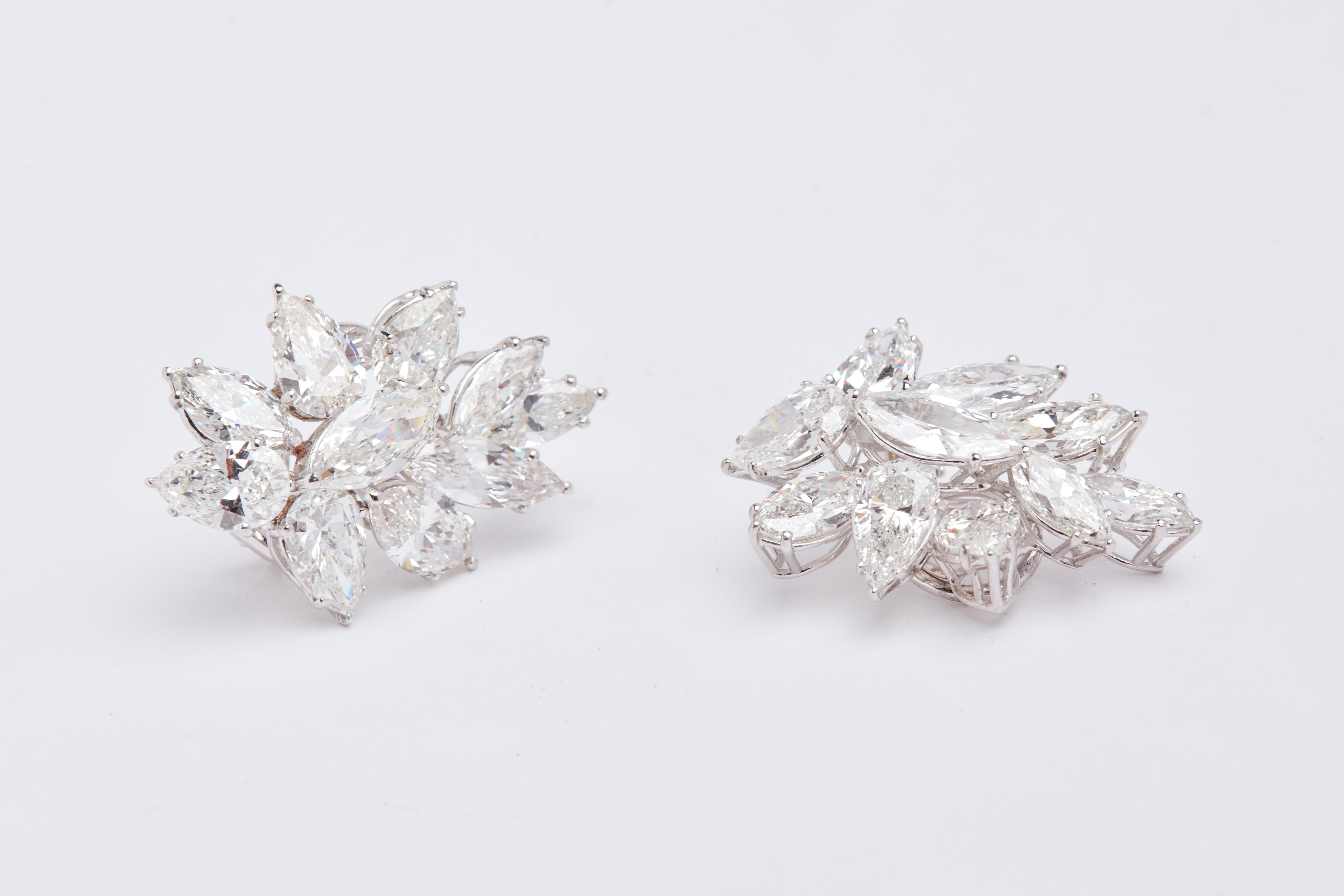 GIA Certified 20 carat diamond Earrings. This is a Louis Newman & Co one of a kind piece. We re-cut every single diamond in this piece to be perfectly fit for these earrings. All 20 diamonds have their own recently dated GIA certificate.  Also has a