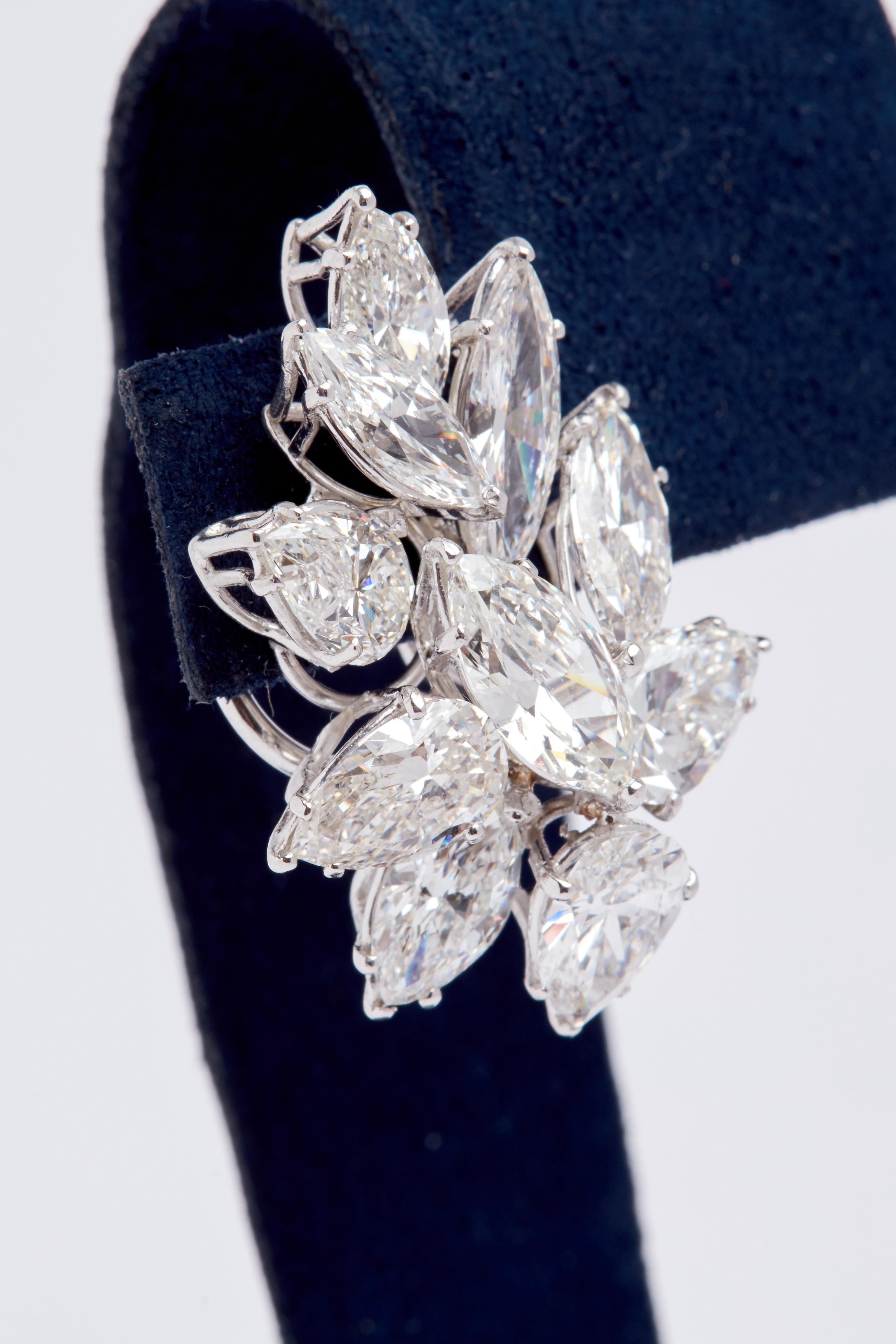 GIA Certified 20 Carat Platinum and Diamond Earrings by Louis Newman & Co In New Condition In New York, NY