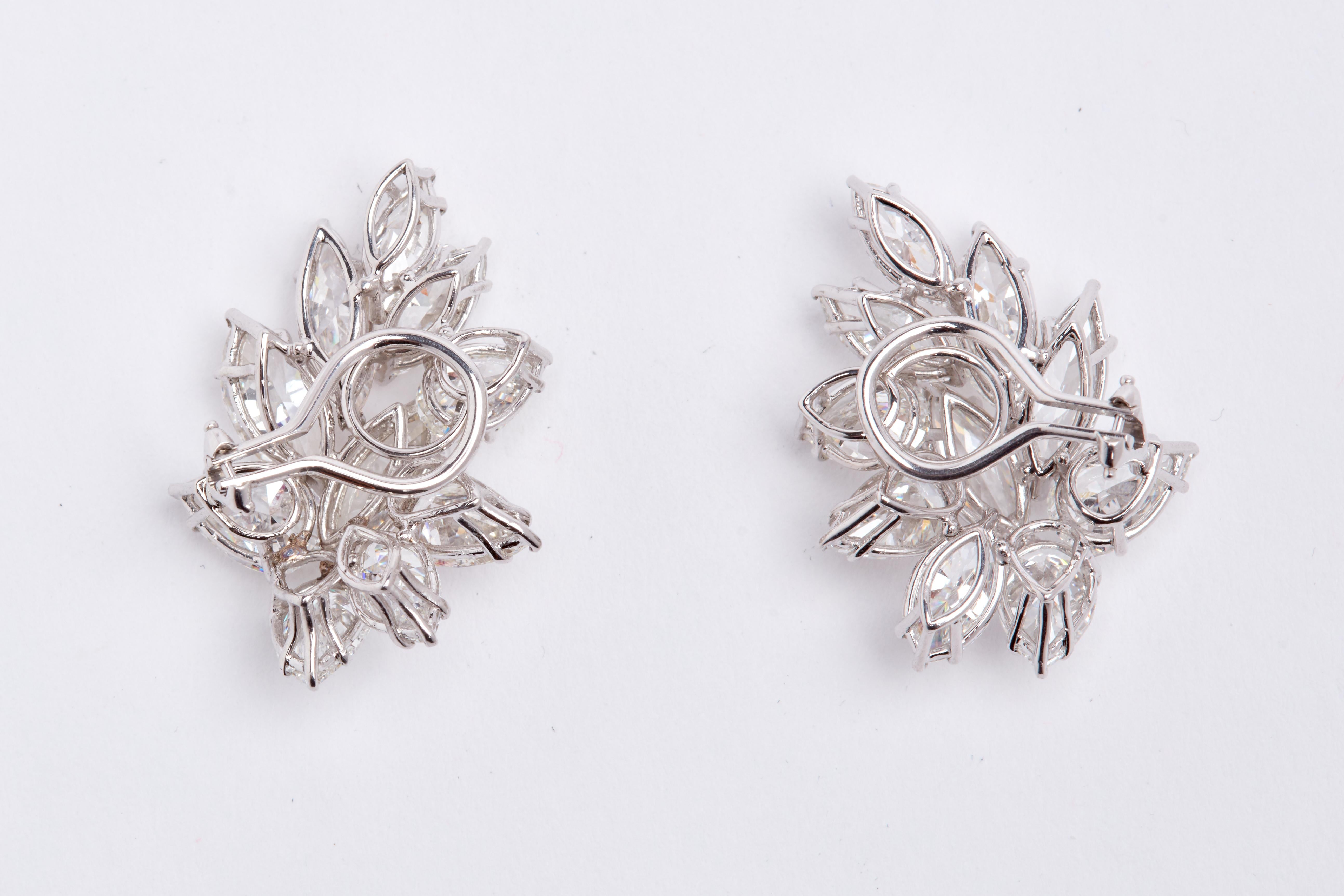 GIA Certified 20 Carat Platinum and Diamond Earrings by Louis Newman & Co 1