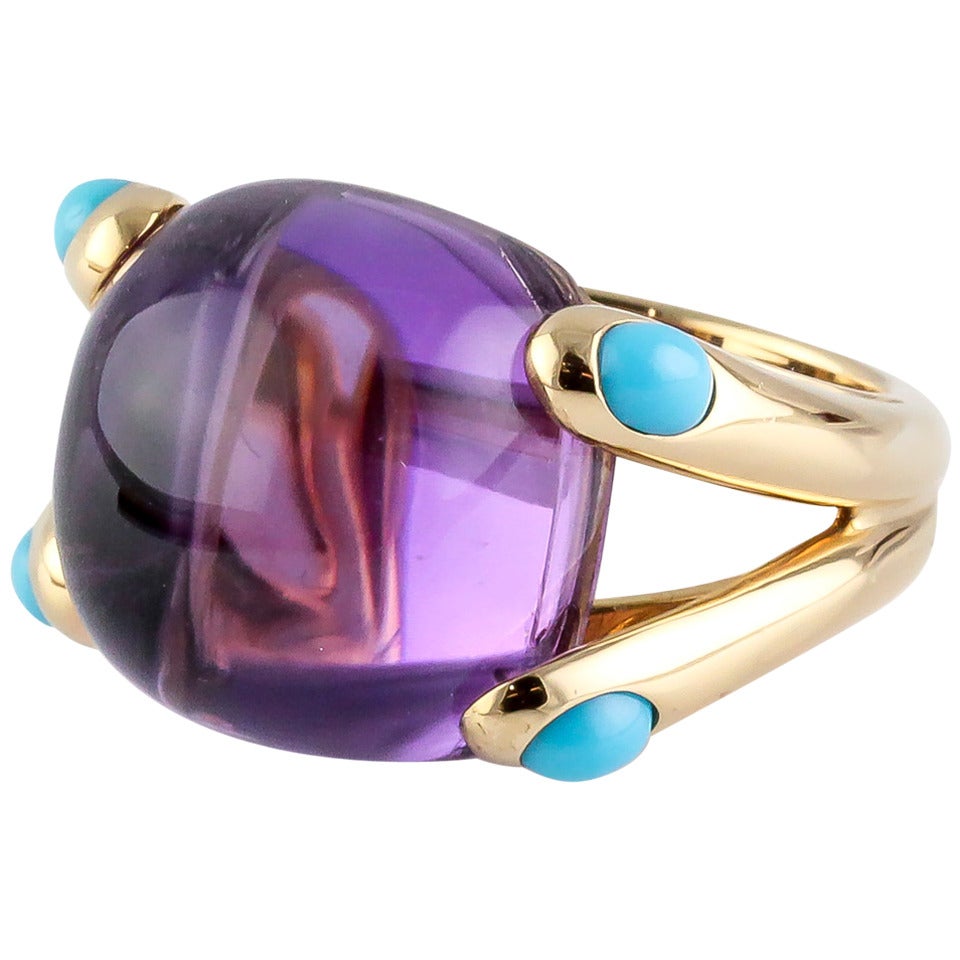 Verdura Turquoise Amethyst Gold Candy Ring