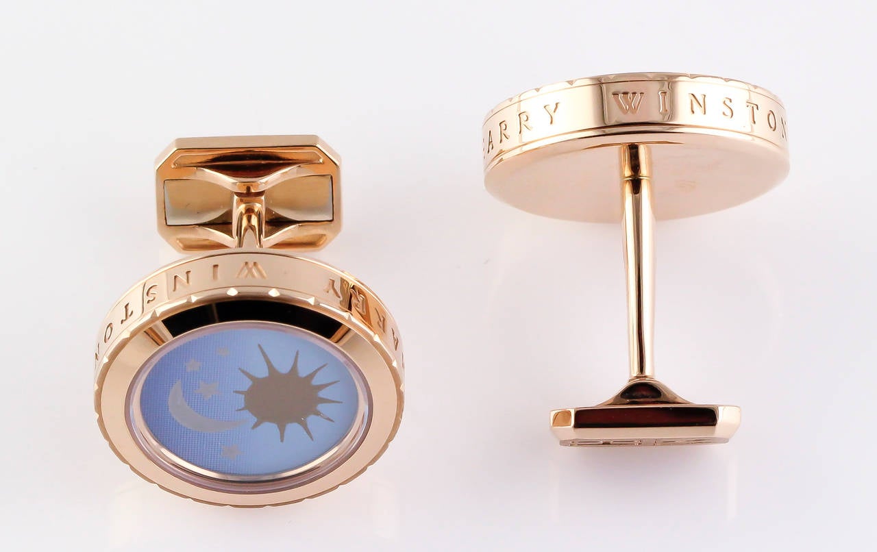 Harry Winston Ocean Enamel Gold Cufflinks at 1stDibs