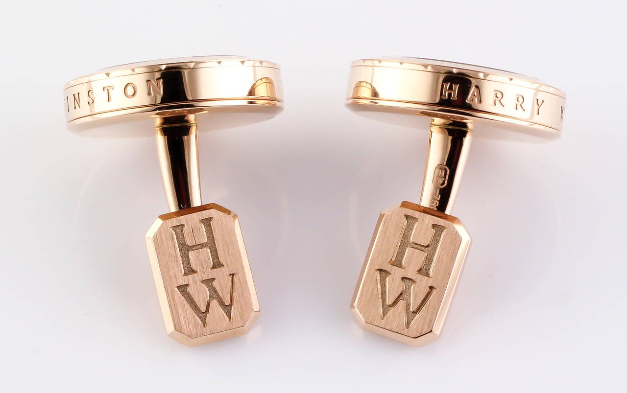 Harry Winston Ocean Enamel Gold Cufflinks at 1stDibs