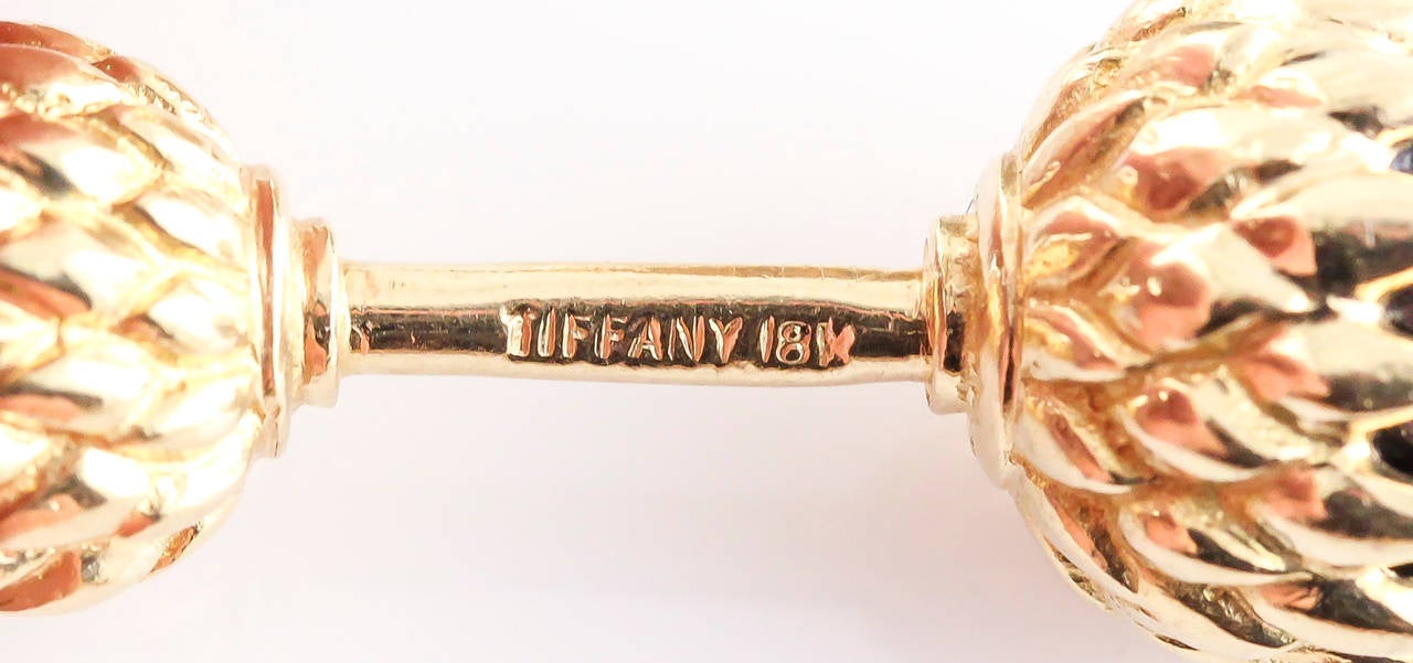 Contemporary Tiffany & Co. Schlumberger Hematite Gold Acorn Cufflink Stud Set