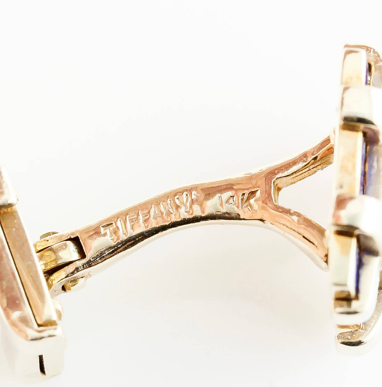 Men's Tiffany & Co. Schlumberger Blue Enamel Gold Basket Weave Cufflinks
