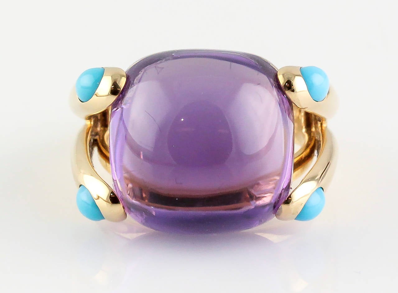Contemporary Verdura Turquoise Amethyst Gold Candy Ring