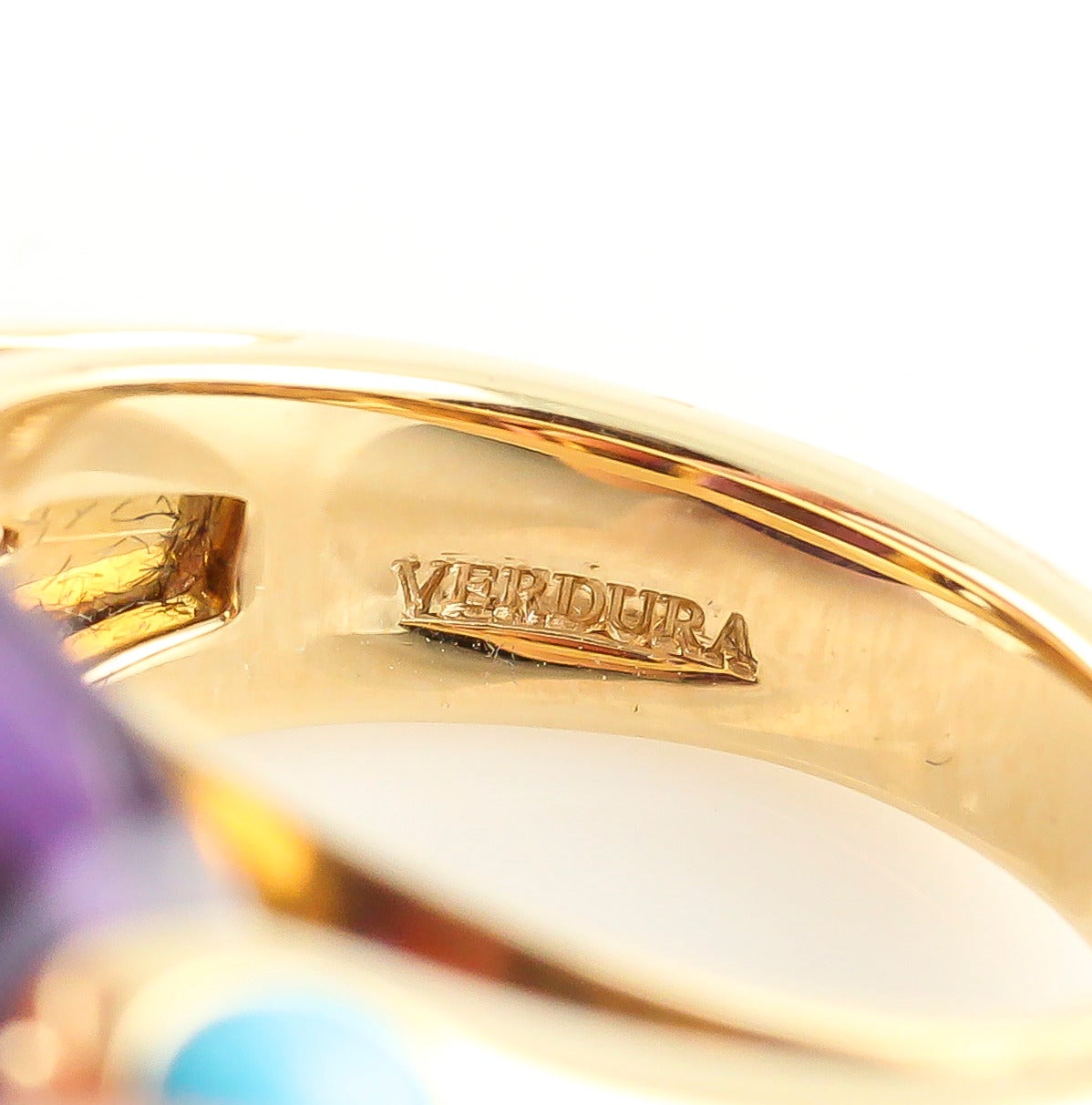 Verdura Turquoise Amethyst Gold Candy Ring 1