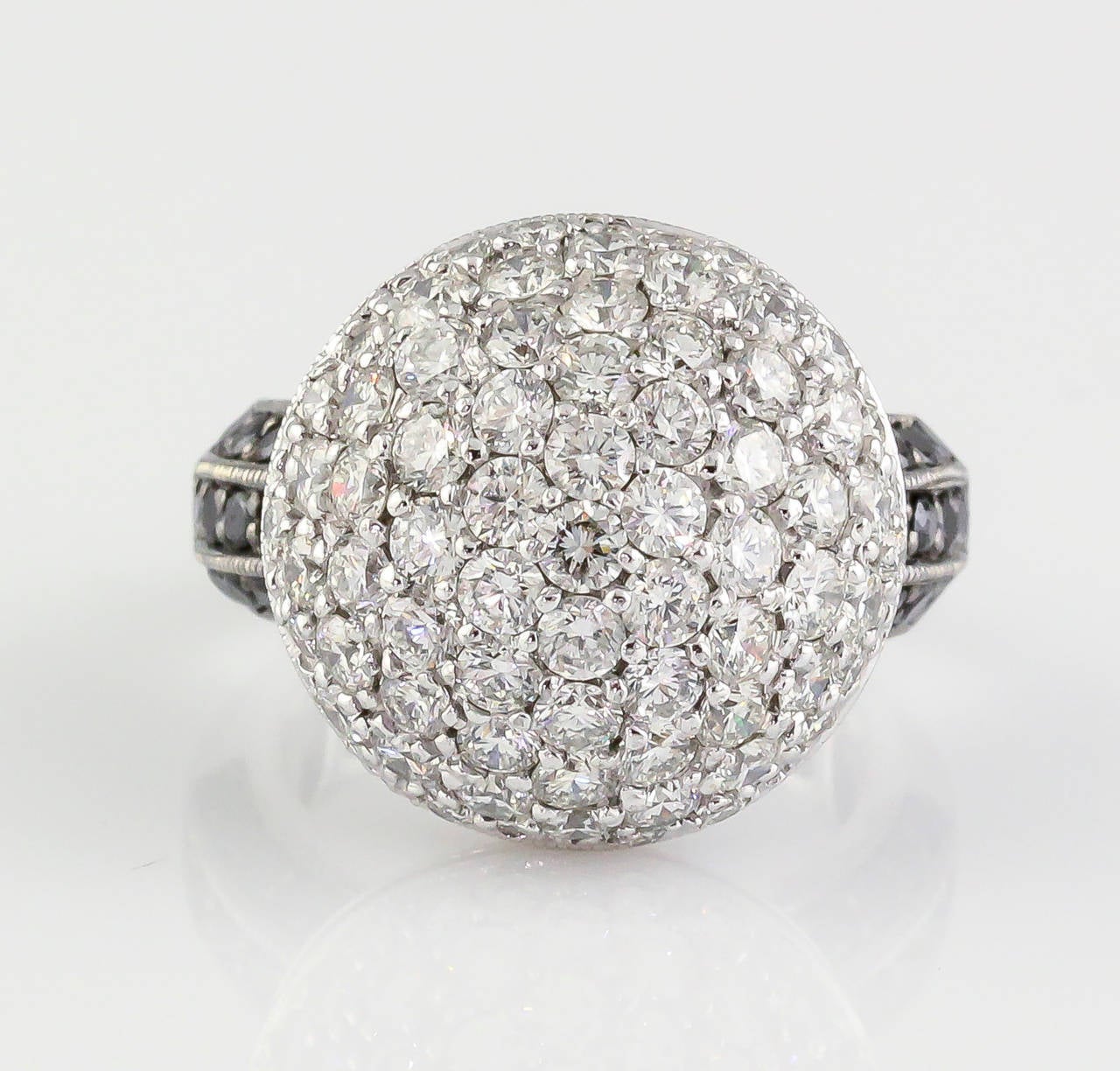 De Grisogono Black and White Diamond Gold Dome Ring In Excellent Condition In New York, NY