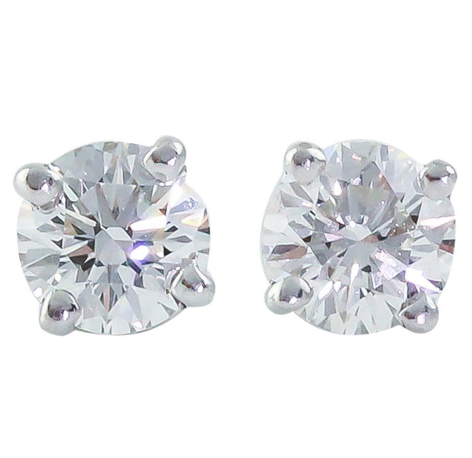 Tiffany & Co. .71 Carats Diamond Platinum Stud Earrings