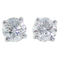 Tiffany & Co. .71 Carats Diamond Platinum Stud Earrings