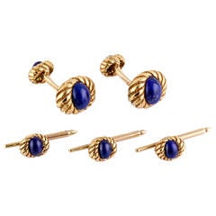 Tiffany & Co. Schlumberger Blue Lapis Gold Cufflinks and Studs Set 12
