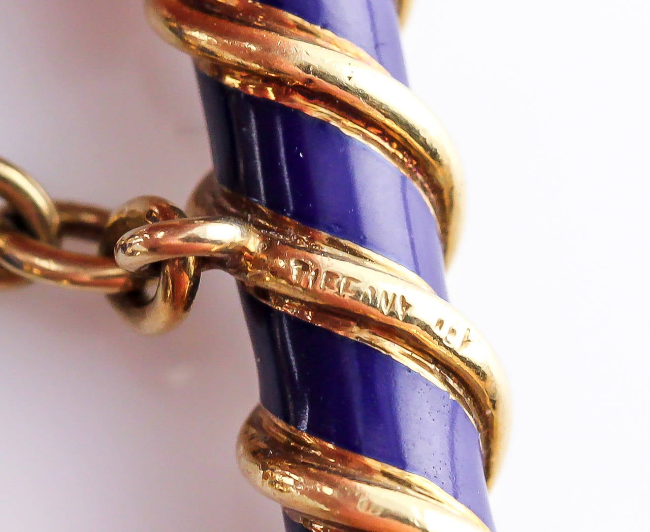 Men's Tiffany & Co. Schlumberger Blue Enamel Gold Bar Cufflinks