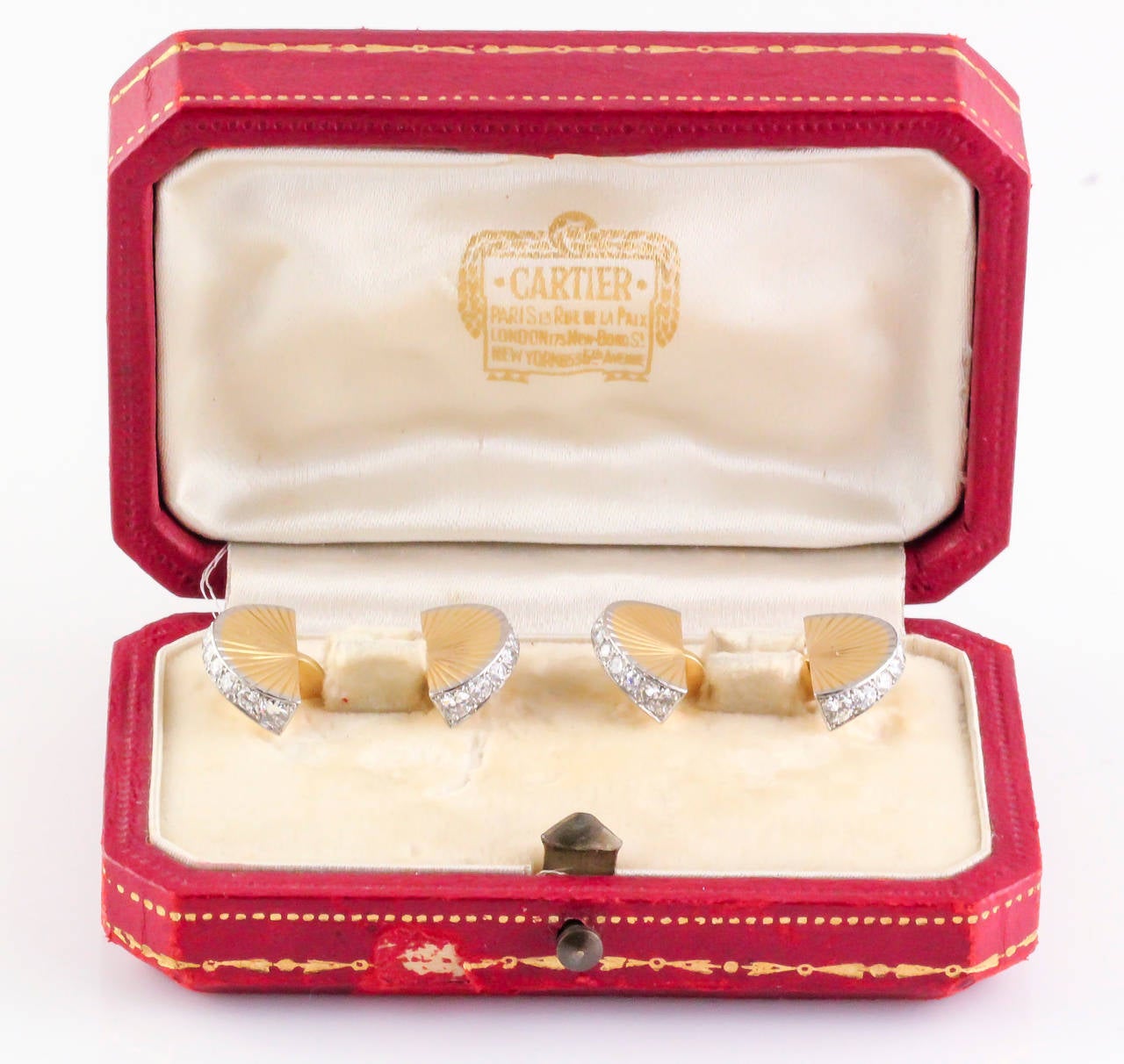 1950s Cartier Diamond Gold Platinum Cufflinks 3
